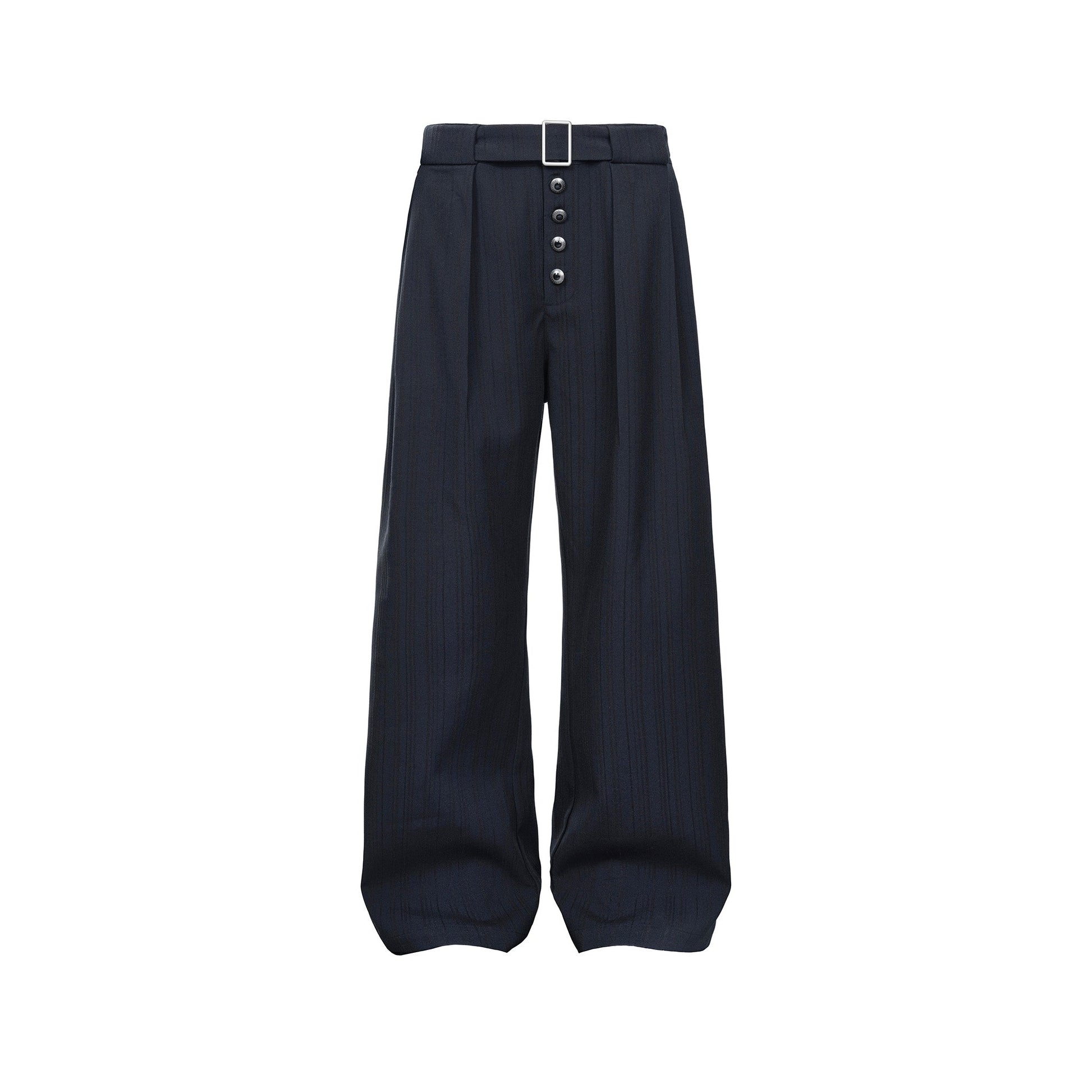CATSSTAC Button-Closure Striped Double-Pleat Trousers-Pants-M-Black-Free Shipping Leatheretro
