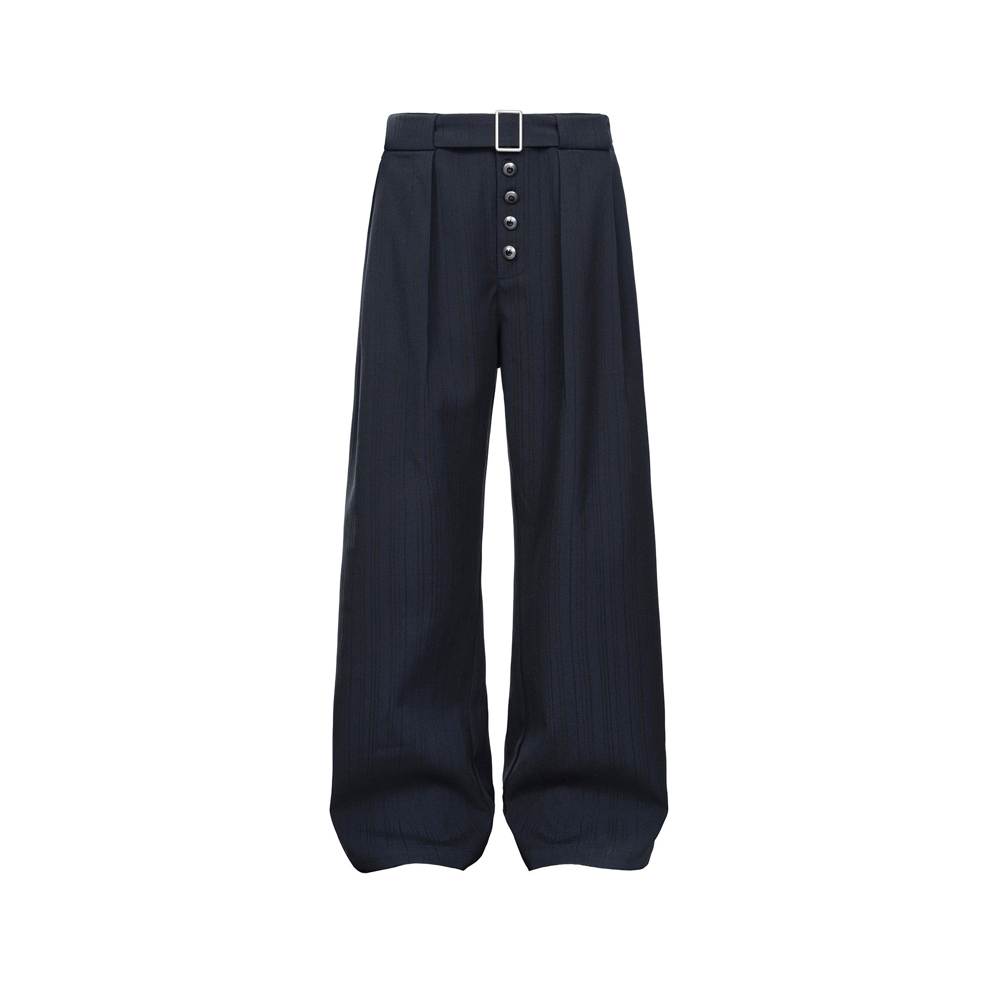 CATSSTAC Button-Closure Striped Double-Pleat Trousers-Pants-M-Black-Free Shipping Leatheretro