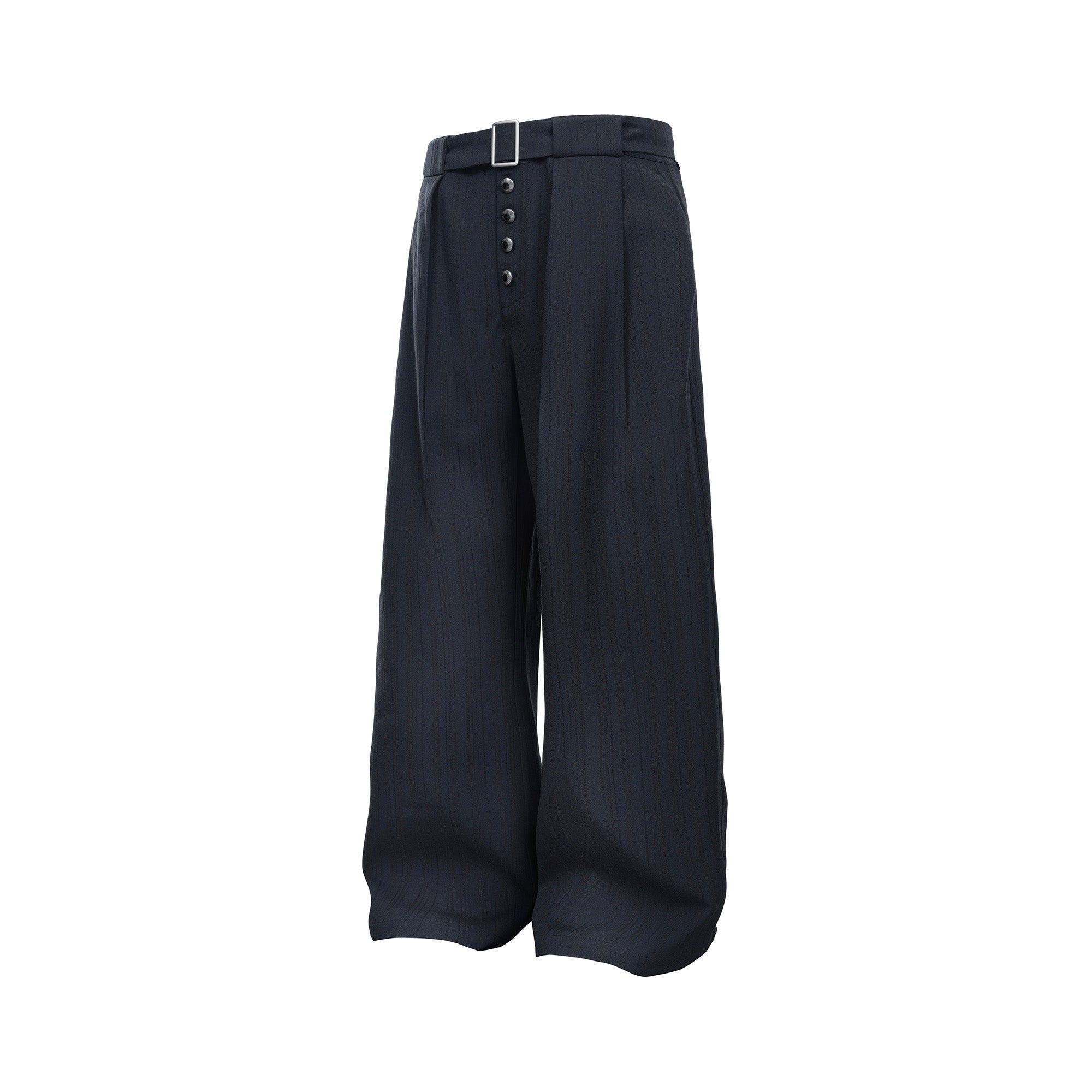 CATSSTAC Button-Closure Striped Double-Pleat Trousers-Pants-M-Khaki-Free Shipping Leatheretro