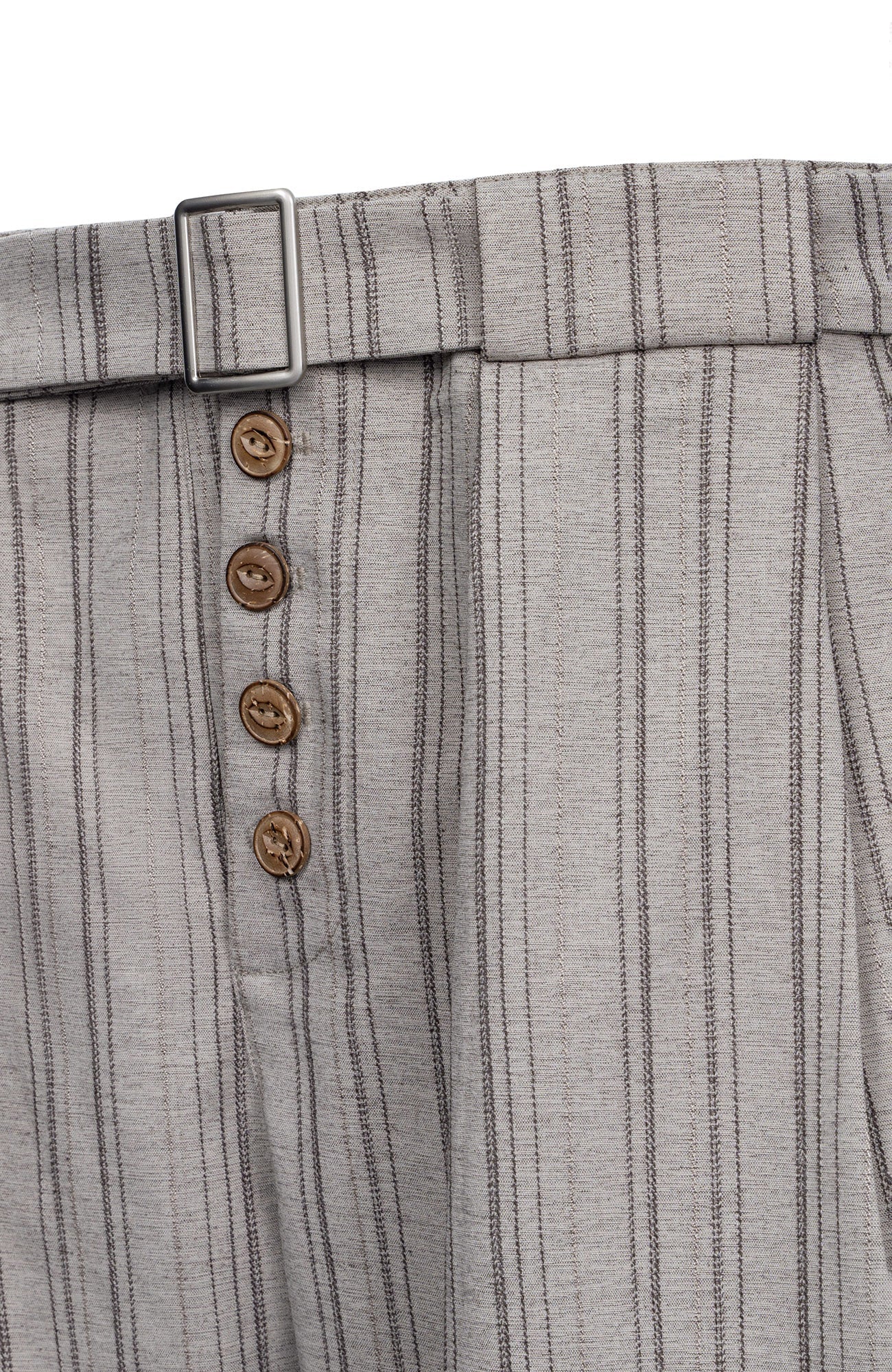 CATSSTAC Button-Closure Striped Double-Pleat Trousers-Pants-M-Khaki-Free Shipping Leatheretro