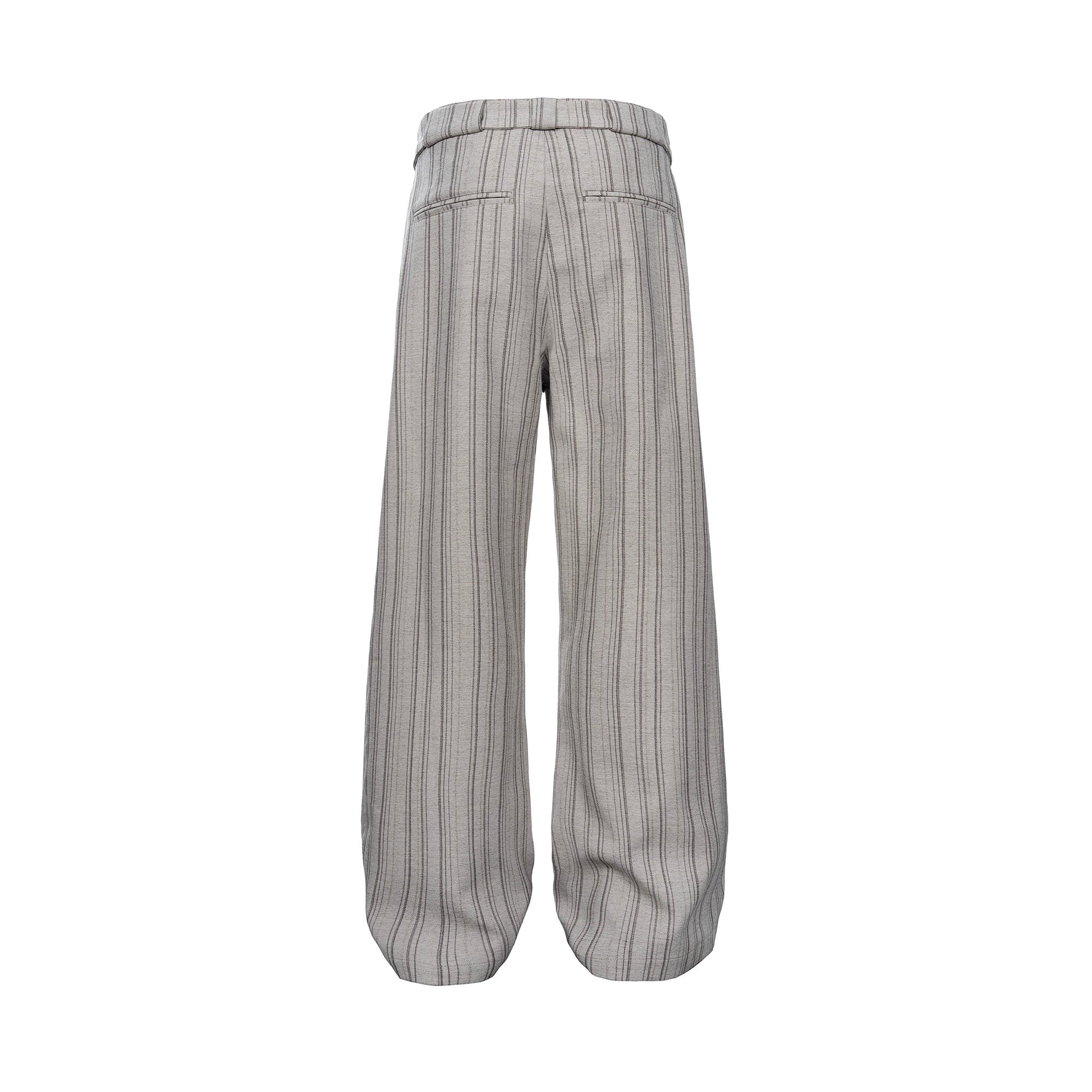 CATSSTAC Button-Closure Striped Double-Pleat Trousers-Pants-M-Khaki-Free Shipping Leatheretro