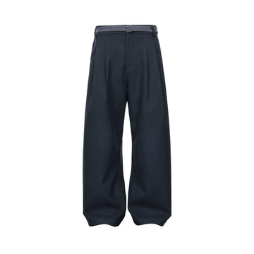 CATSSTAC Detachable-Belt Pleats Wide-Leg Trousers-Pants-M-Free Shipping Leatheretro