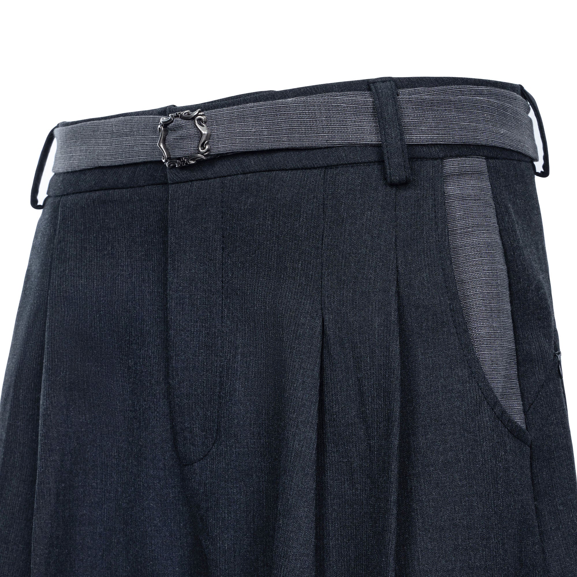 CATSSTAC Detachable-Belt Pleats Wide-Leg Trousers-Pants-M-Free Shipping Leatheretro