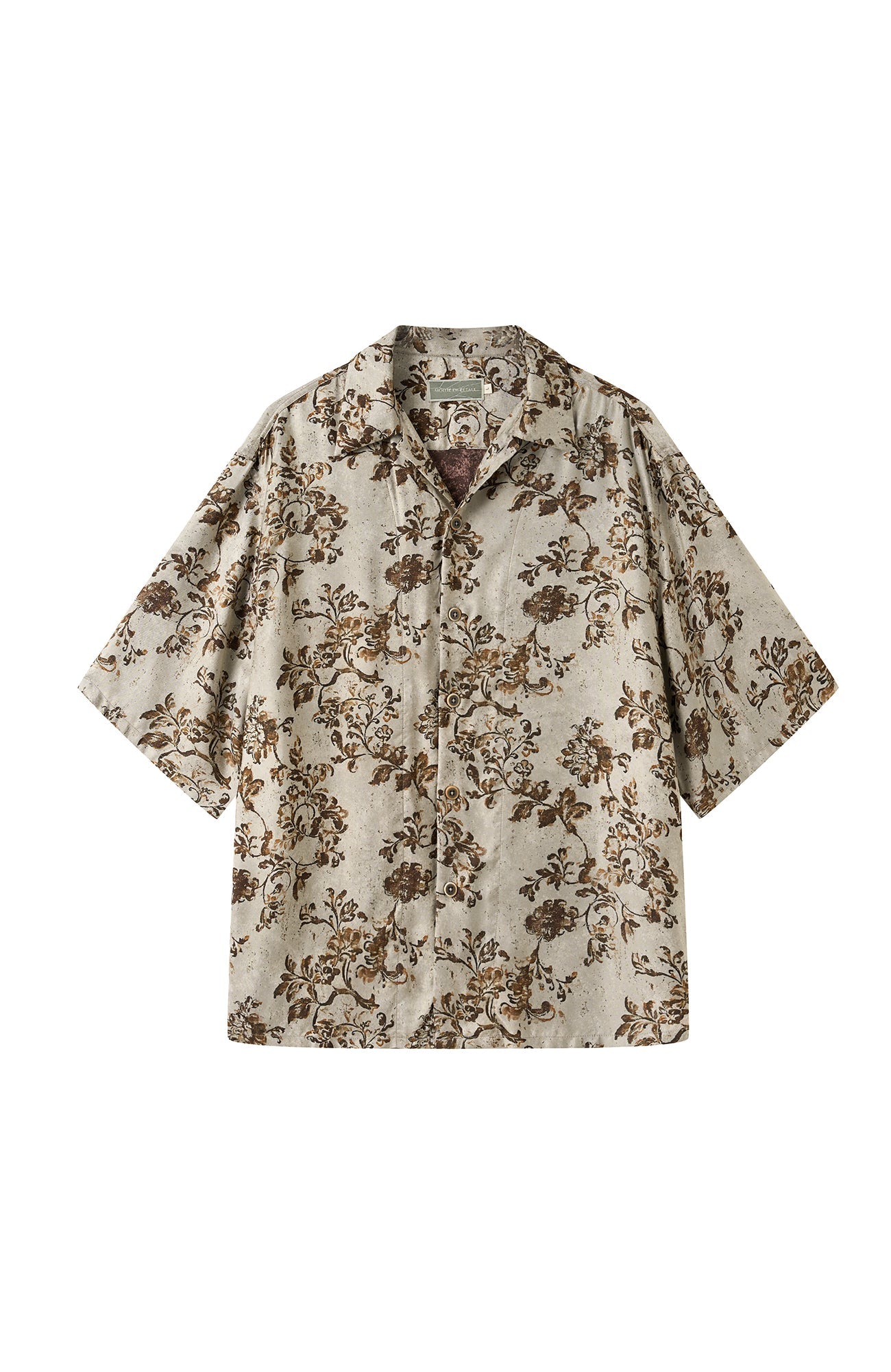 MOITIEDEPETALE Retro Floral Cupro-Blend Half Shirt-Half shirt-XS (Preorder)-Free Shipping Leatheretro