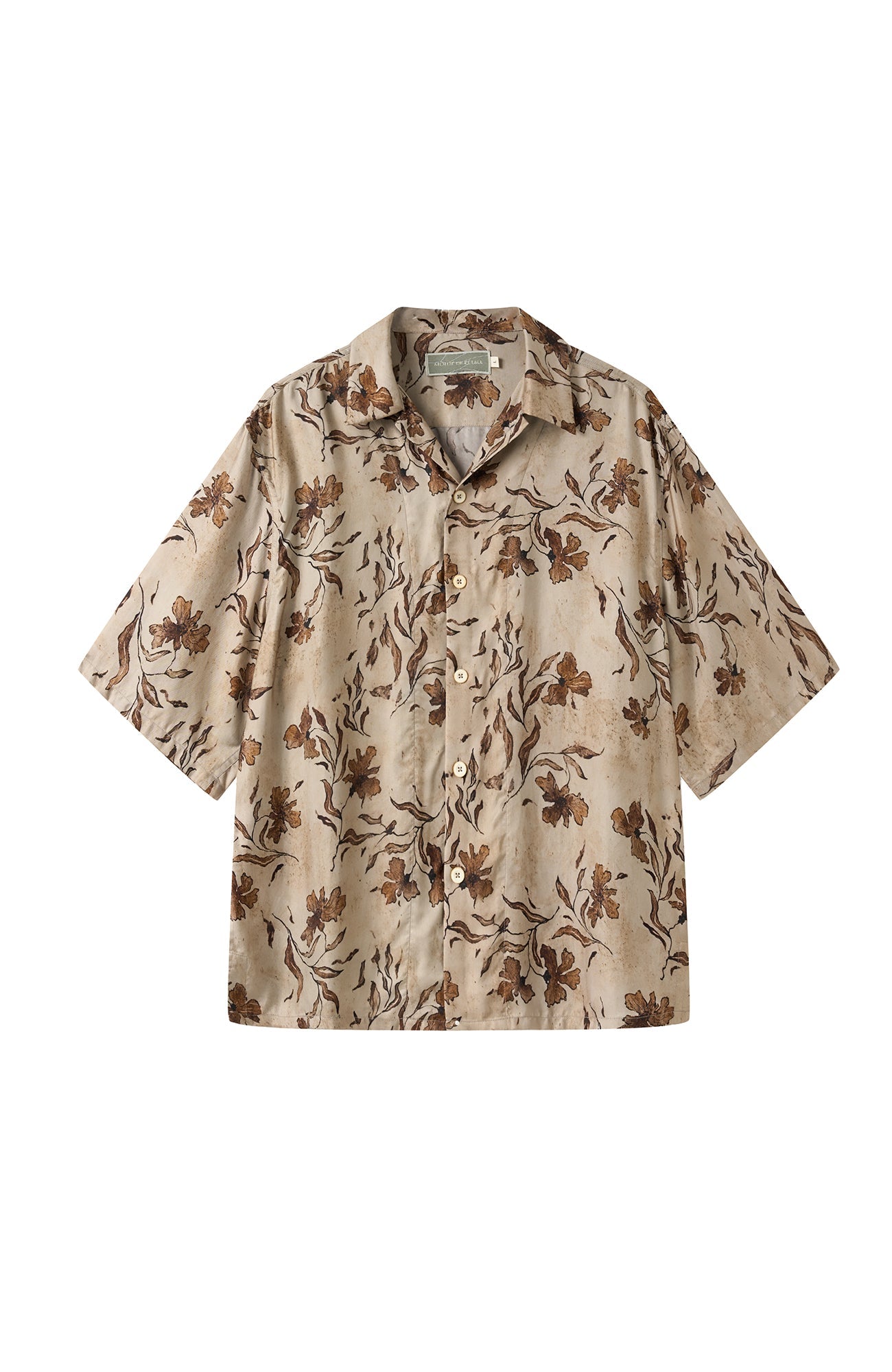 MOITIEDEPETALE Retro Botanical Cupro-Blend Half Shirt-Half shirt-XS (Preorder)-Free Shipping Leatheretro