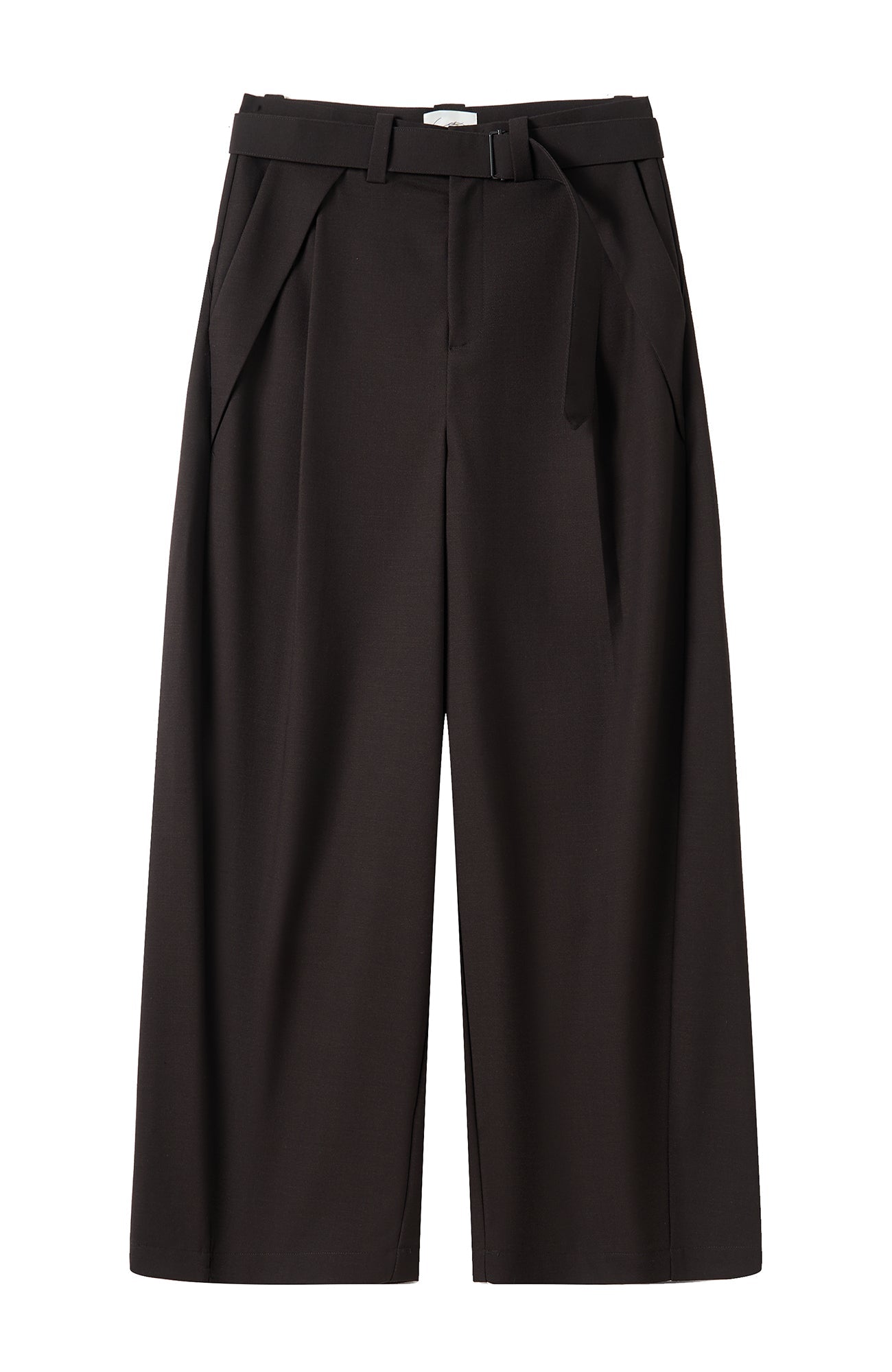 MOITIEDEPETALE Minimal Wrap Belt Curved-Leg Trousers-Pants-XS-Brown-Free Shipping Leatheretro