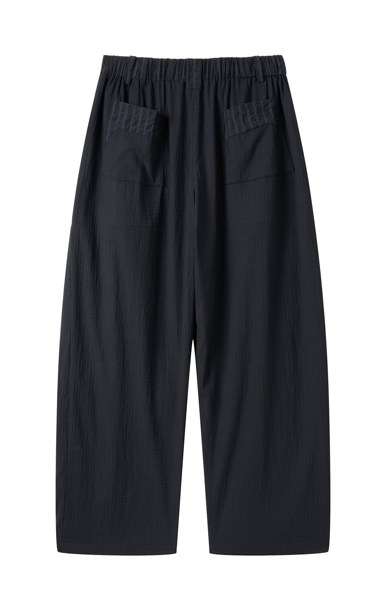 MOITIEDEPETALE Seersucker Curved Pleated Trousers-Pants-XS-Free Shipping Leatheretro