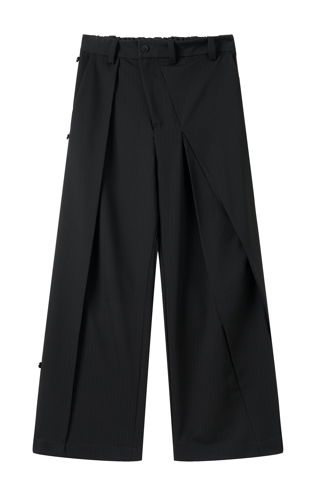 MOITIEDEPETALE Detachable Wrap Panel Slanted Pleat Trousers-Pants-XS (Preorder)-Free Shipping Leatheretro