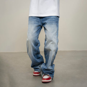 MAKEMORE Distress Faded Raw Hem Jeans-Jeans-S-Free Shipping Leatheretro