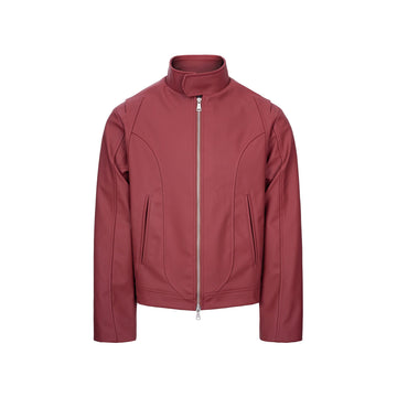 CATSSTAC Harrington PU Jacket-Jacket-M-Red-Free Shipping Leatheretro