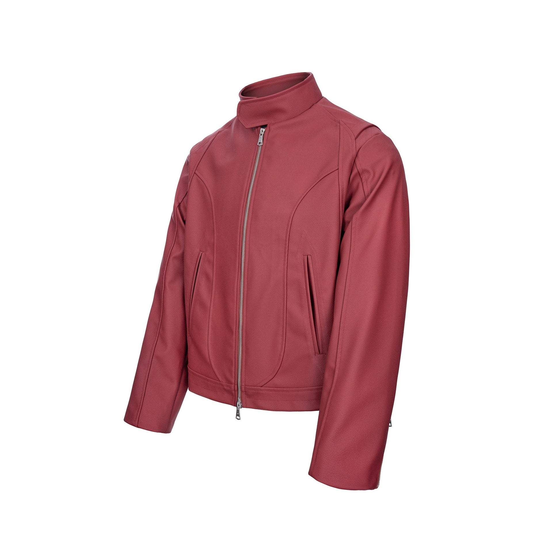 CATSSTAC Harrington PU Jacket-Jacket-M-Red-Free Shipping Leatheretro