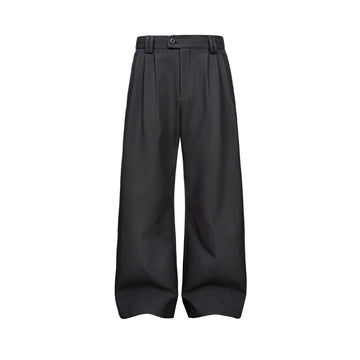 CATSSTAC Wool-Blend Multi-Pleats Oversized Trousers-Pants-M-Black-Free Shipping Leatheretro