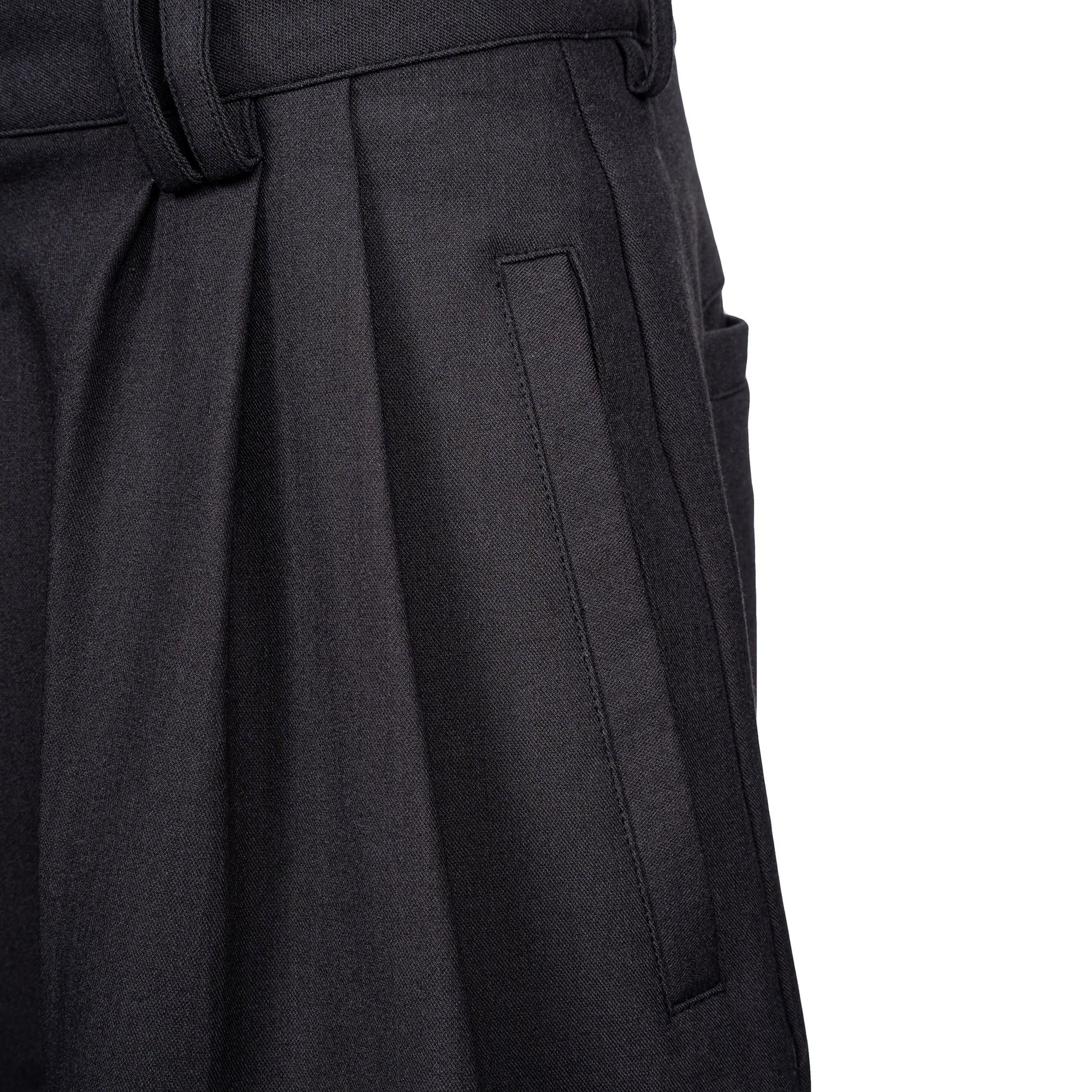 CATSSTAC Wool-Blend Multi-Pleats Oversized Trousers-Pants-M-Black-Free Shipping Leatheretro