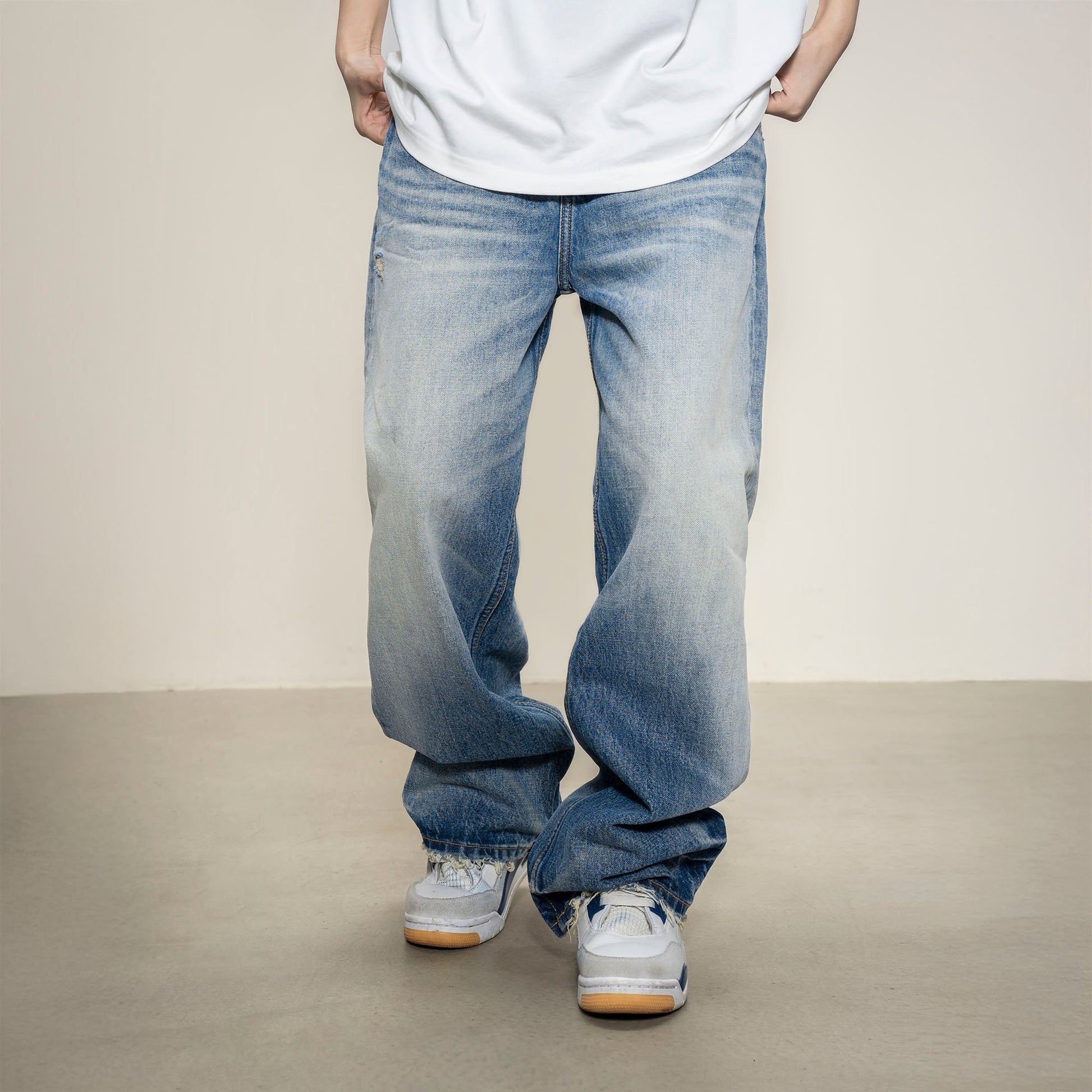 MAKEMORE Distressed Washed Baggy Jeans-Jeans-S-Free Shipping Leatheretro