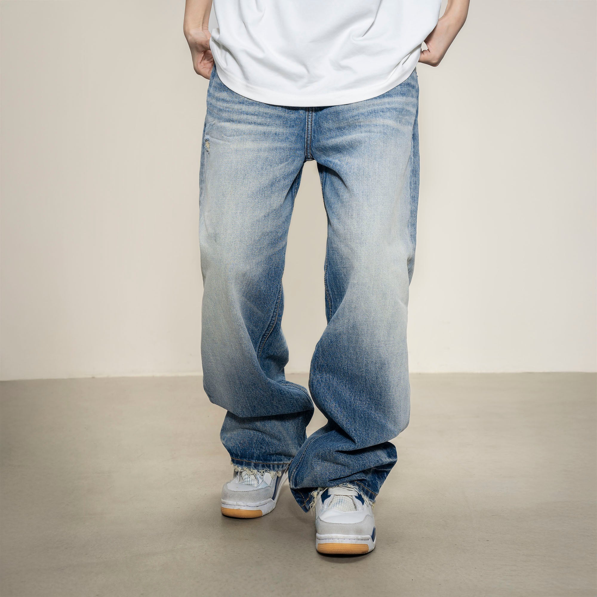 MAKEMORE Distressed Washed Baggy Jeans-Jeans-S-Free Shipping Leatheretro