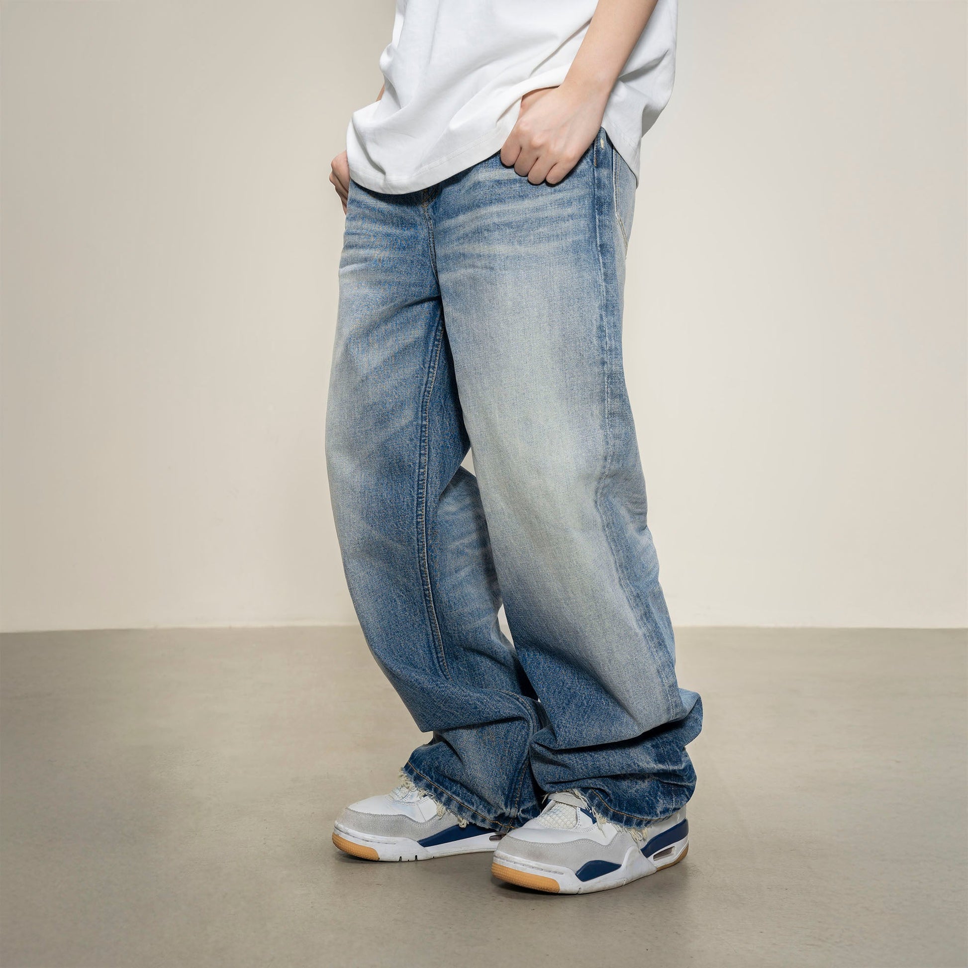 MAKEMORE Distressed Washed Baggy Jeans-Jeans-S-Free Shipping Leatheretro