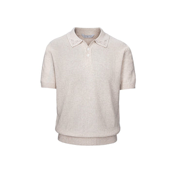CATSSTAC Linen-Blend Knitted Polo Tee-Shirt-M-Beige-Free Shipping Leatheretro