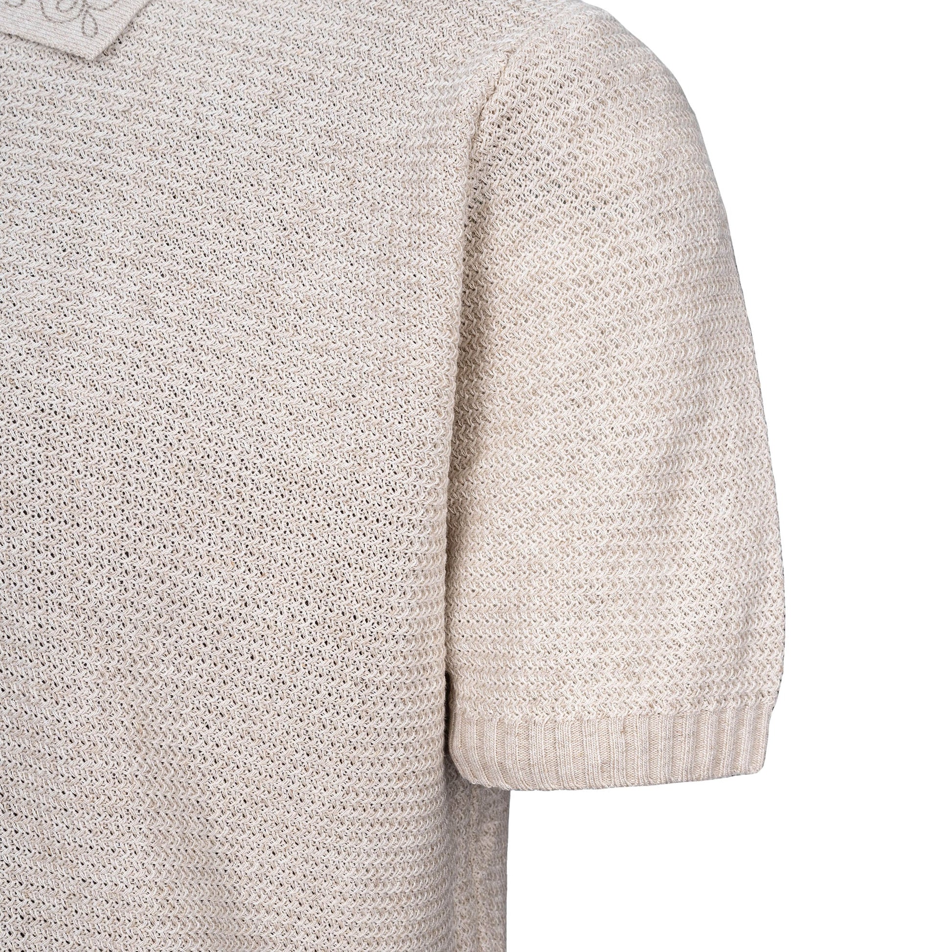 CATSSTAC Linen-Blend Knitted Polo Tee-Shirt-M-Beige-Free Shipping Leatheretro