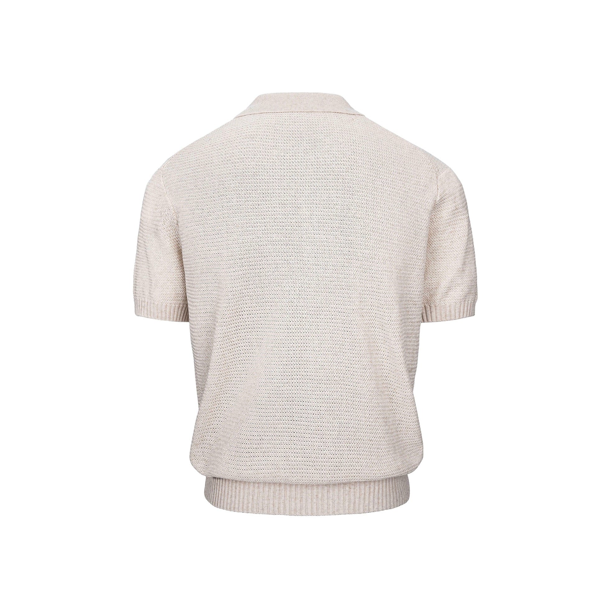 CATSSTAC Linen-Blend Knitted Polo Tee-Shirt-M-Beige-Free Shipping Leatheretro