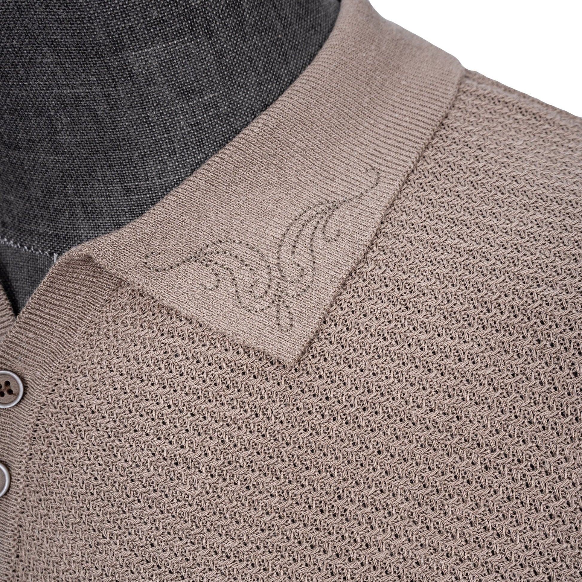 CATSSTAC Linen-Blend Knitted Polo Tee-Shirt-M-Beige-Free Shipping Leatheretro