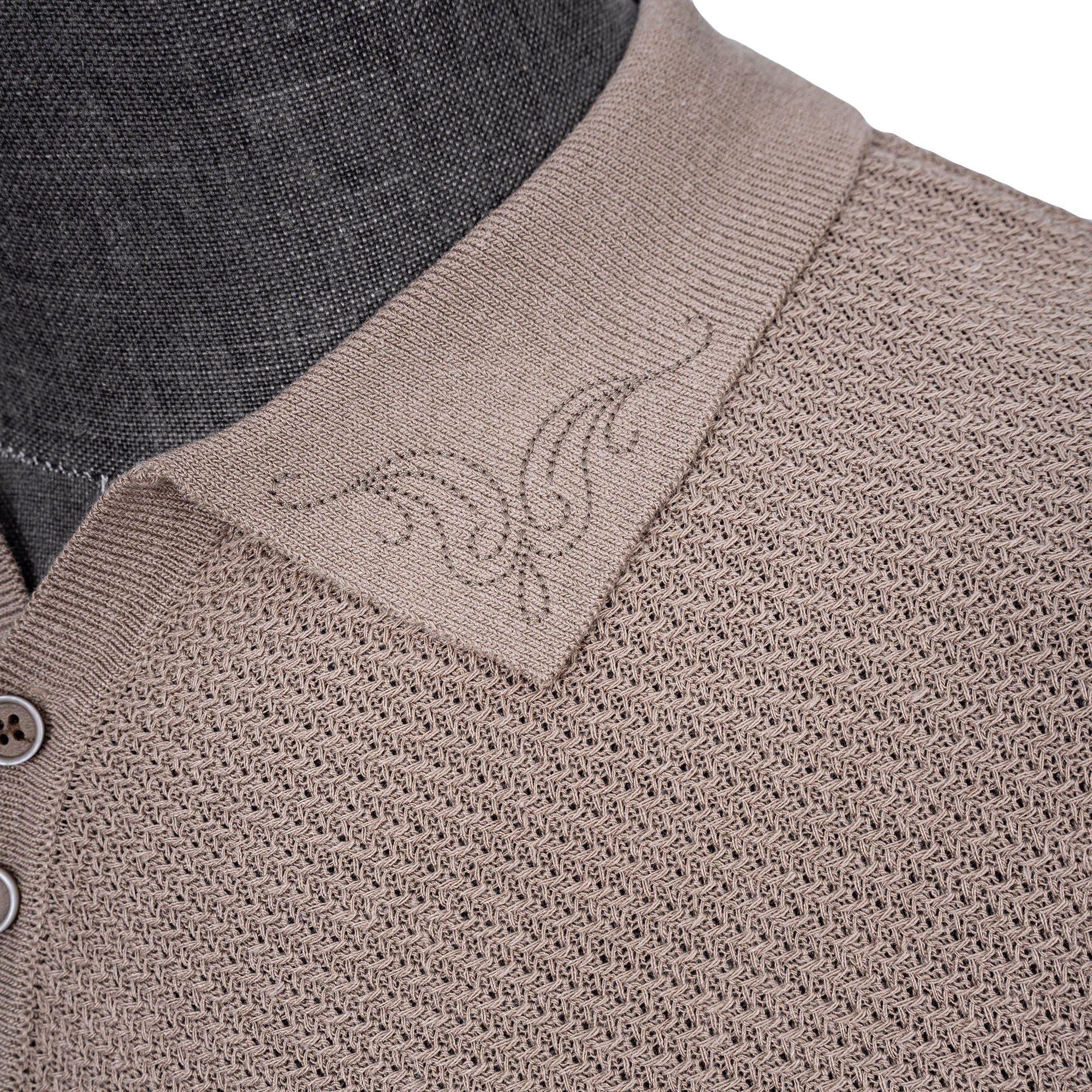 CATSSTAC Linen-Blend Knitted Polo Tee-Shirt-M-Beige-Free Shipping Leatheretro