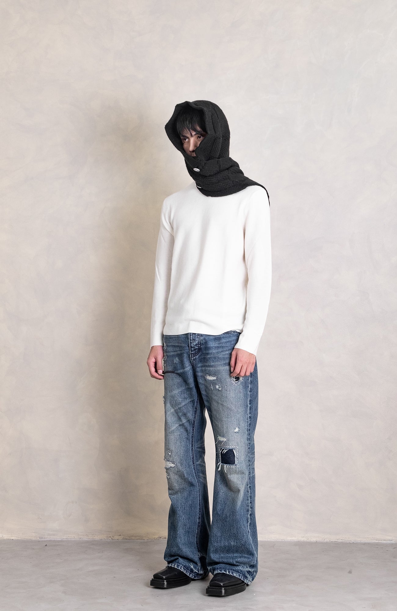 IN EXISTENCE Convertible Coin-Embellished Wool-Blend Scarf-Black-Free Shipping Leatheretro