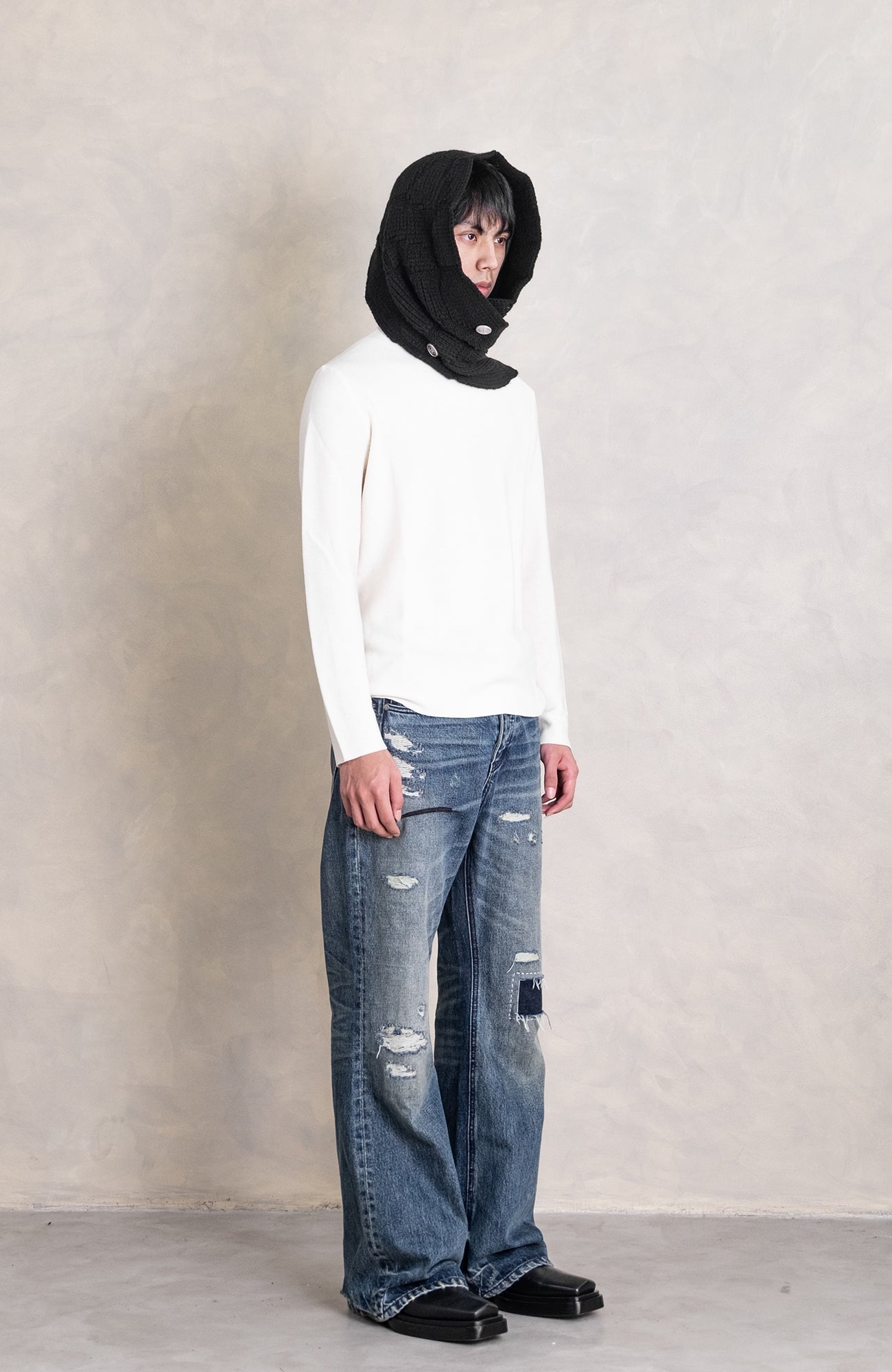 IN EXISTENCE Convertible Coin-Embellished Wool-Blend Scarf-Black-Free Shipping Leatheretro