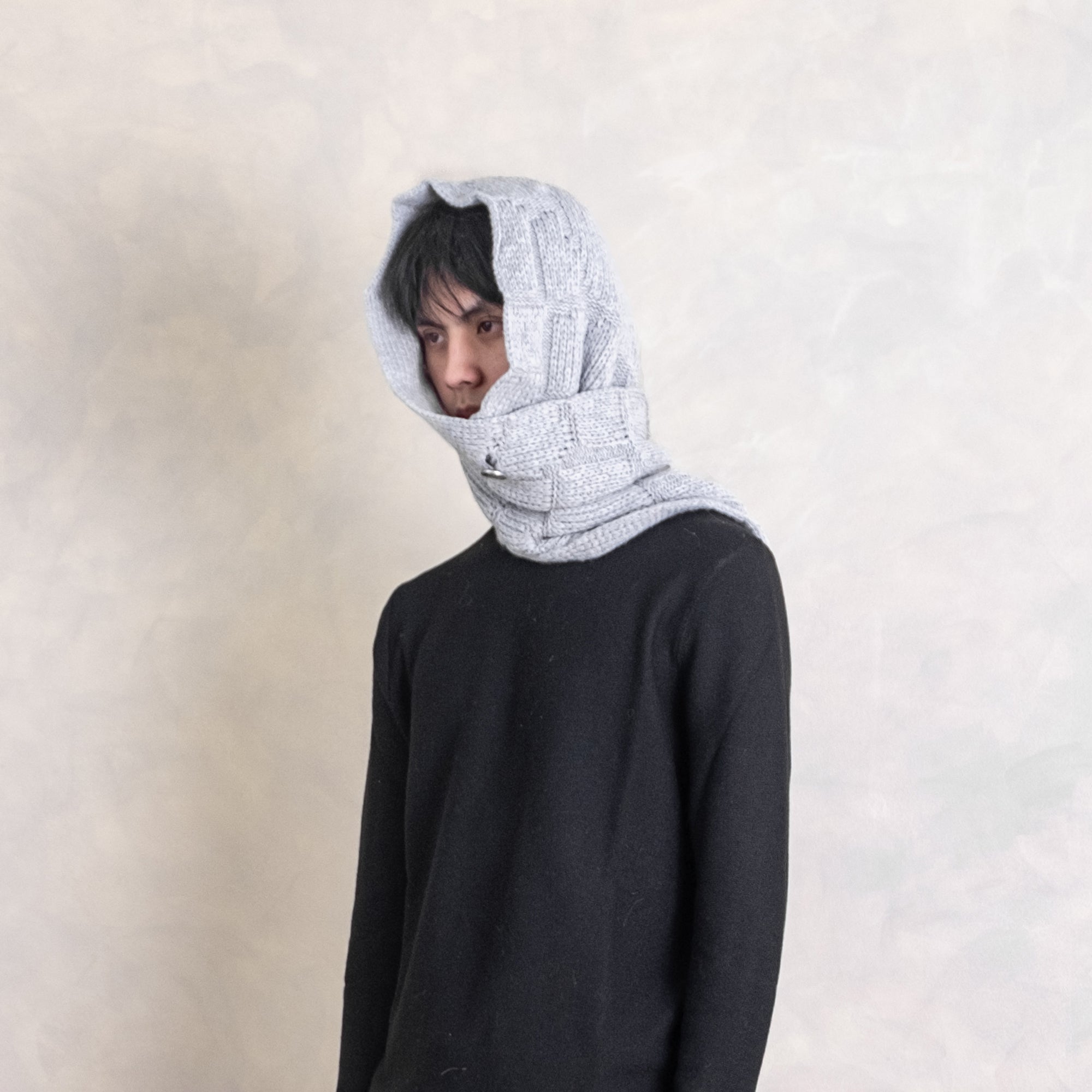 IN EXISTENCE Convertible Coin-Embellished Wool-Blend Scarf-Gray-Free Shipping Leatheretro