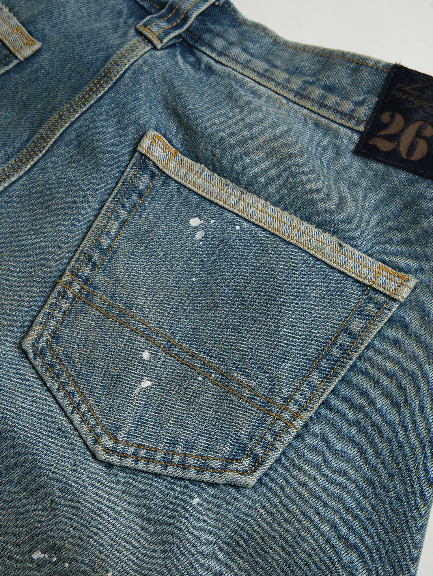NEIGBORL Retro Washed Paint-Splattered Multi-Pocket Denim Shorts-Shorts-S / 30"-Free Shipping Leatheretro