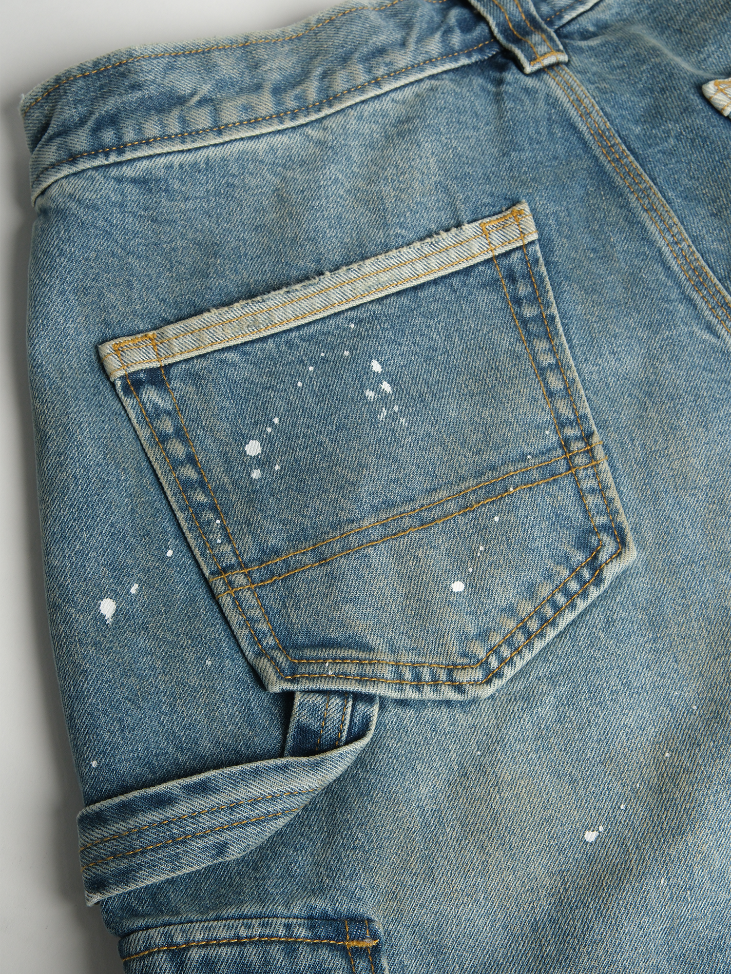 NEIGBORL Retro Washed Paint-Splattered Multi-Pocket Denim Shorts-Shorts-S / 30"-Free Shipping Leatheretro