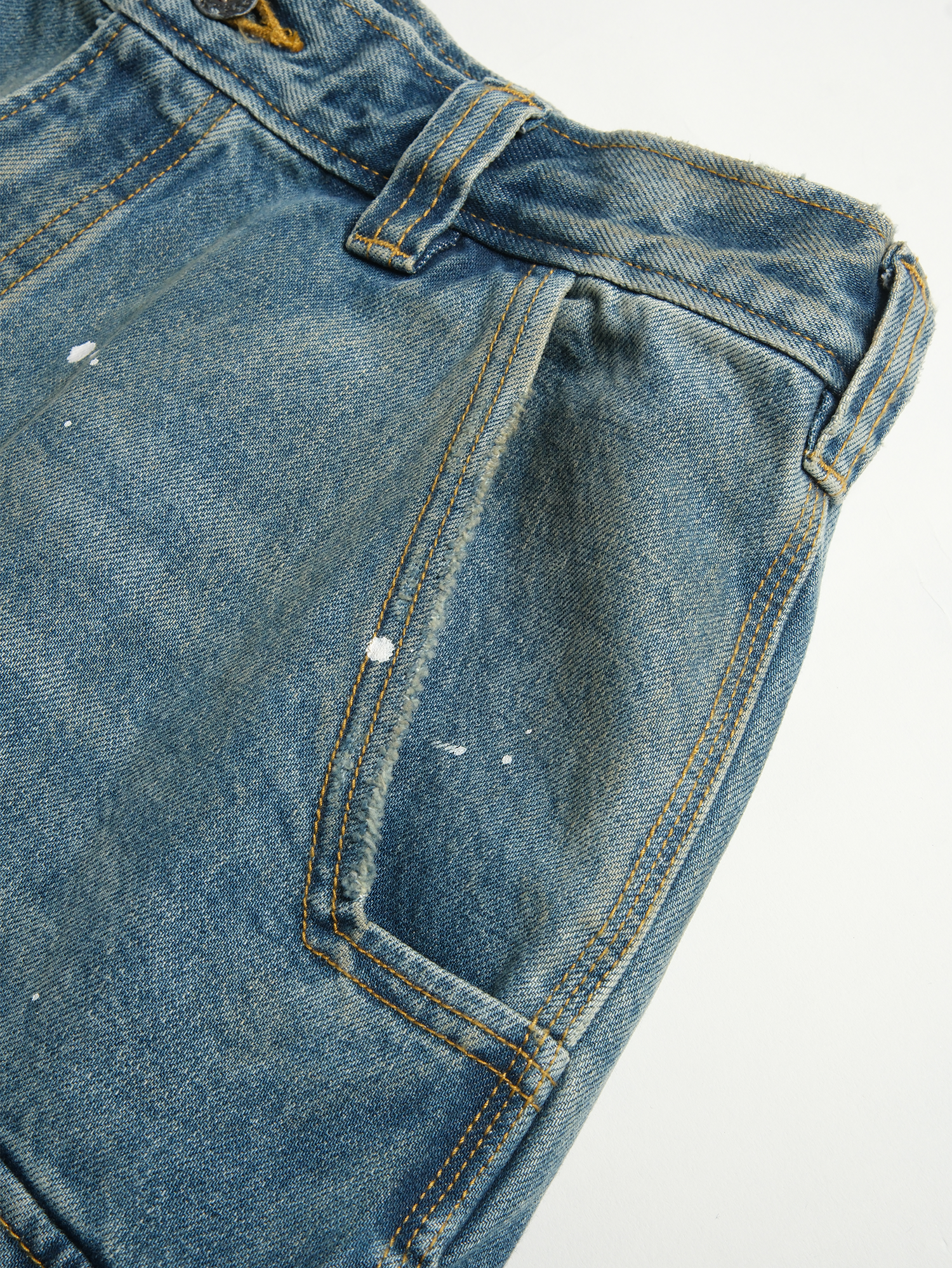 NEIGBORL Retro Washed Paint-Splattered Multi-Pocket Denim Shorts-Shorts-S / 30"-Free Shipping Leatheretro