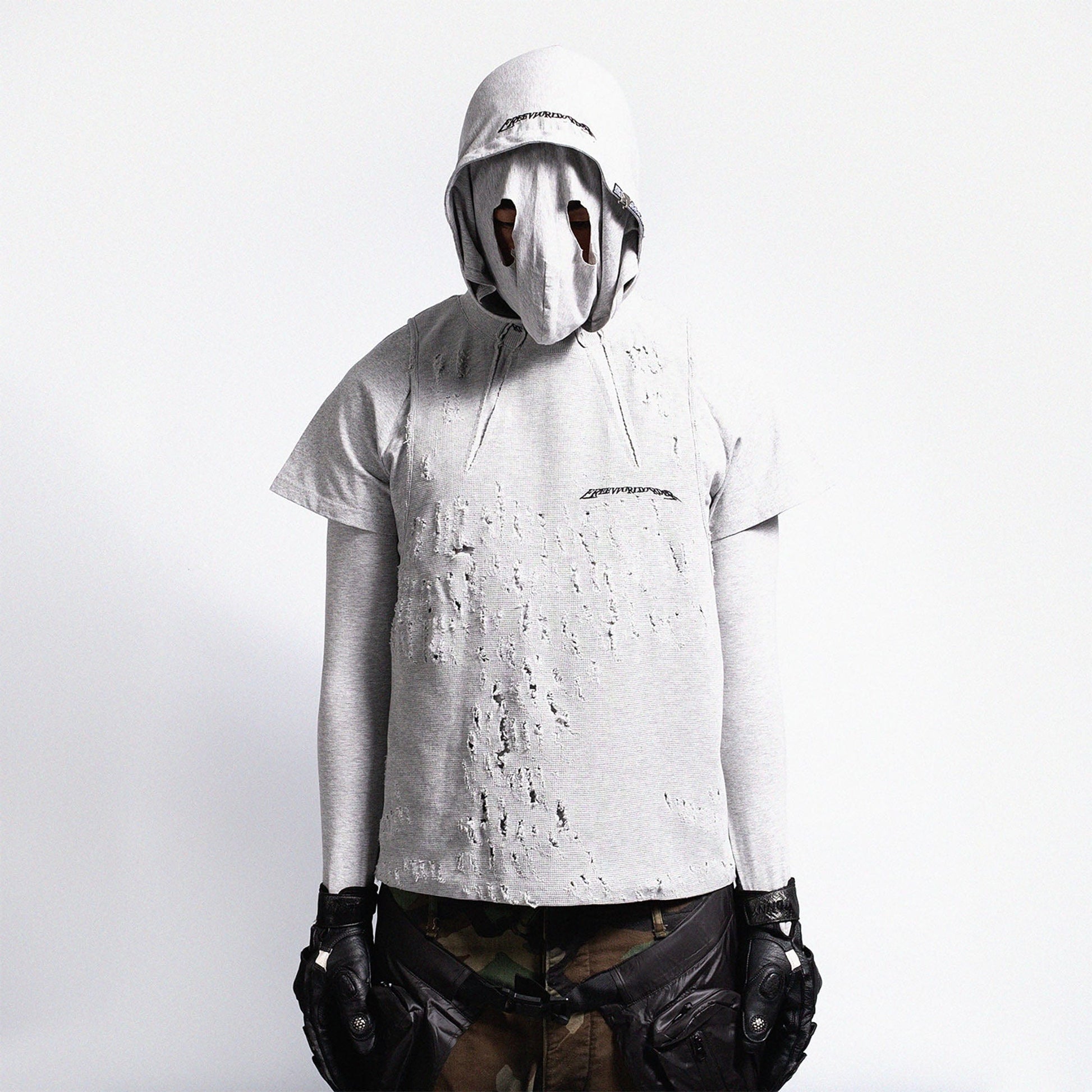 FVVO Ripped Multi-Wear Hoodie-Hoodie-S-Gray-Free Shipping Leatheretro