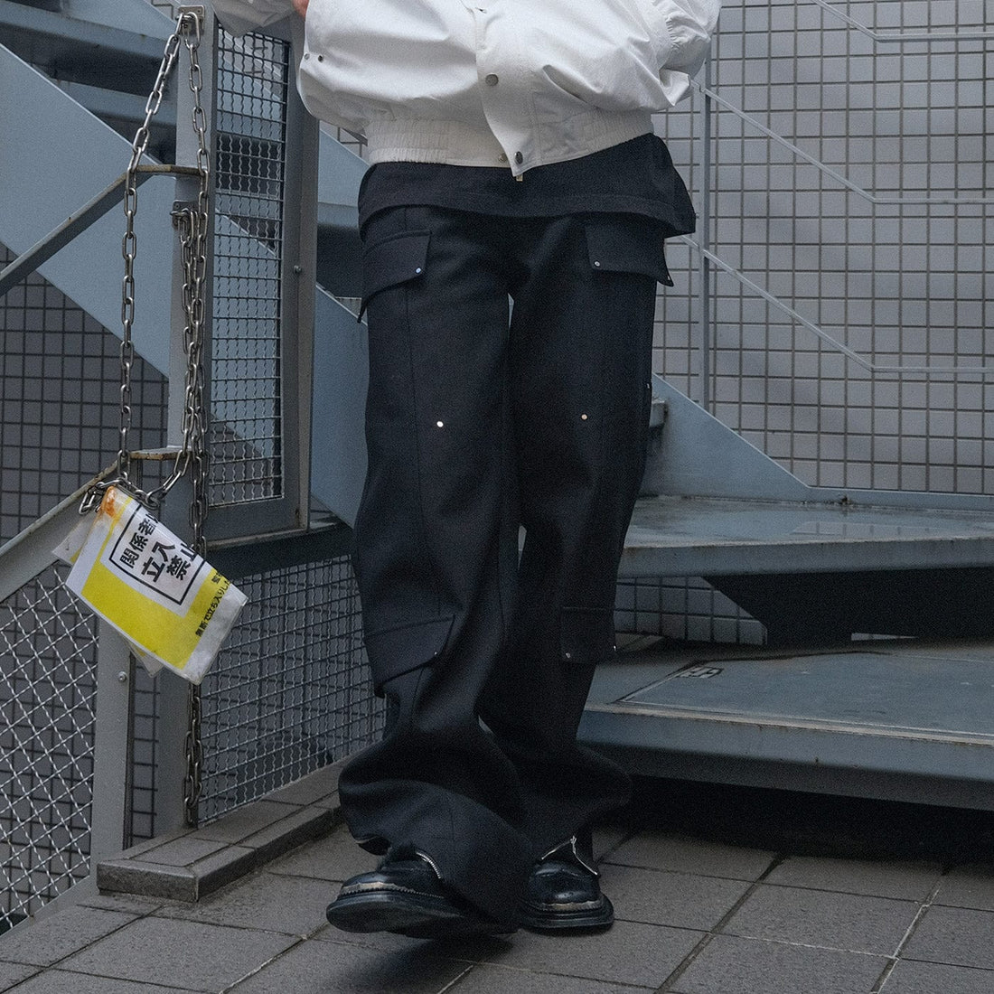 SOURPLUM Side Zippers Rivet Modern Cargo-Pants-S-Free Shipping Leatheretro