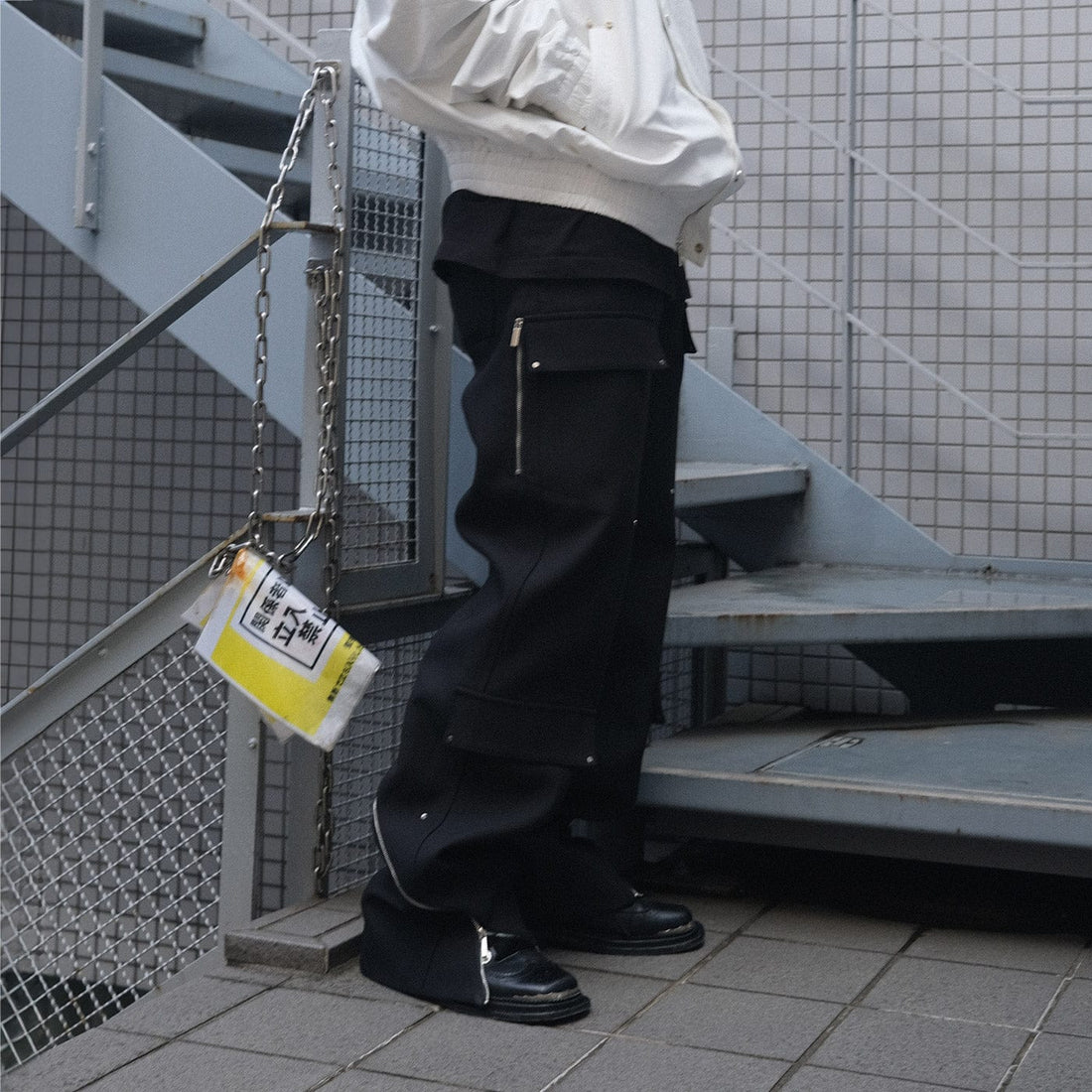 SOURPLUM Side Zippers Rivet Modern Cargo-Pants-S-Free Shipping Leatheretro