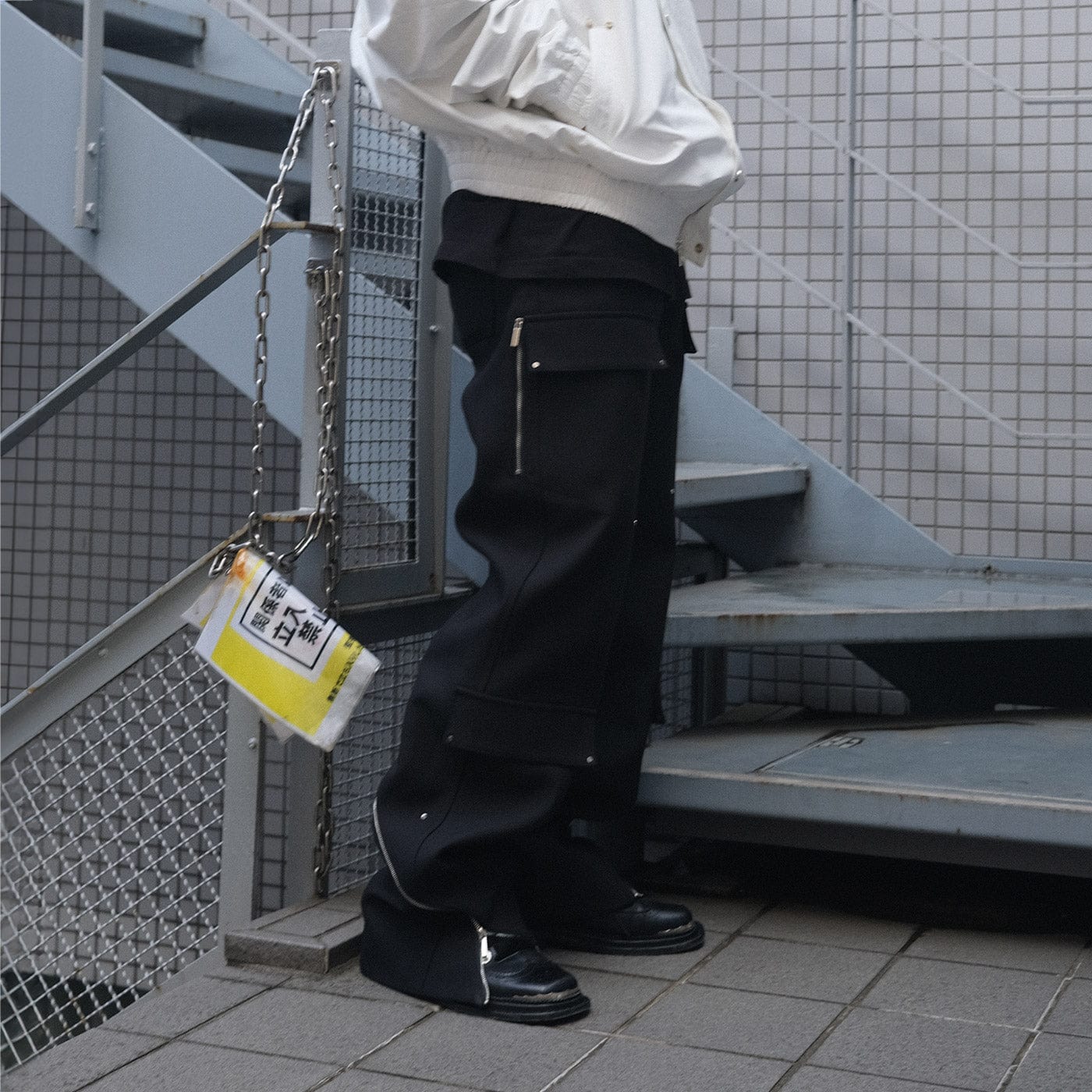 SOURPLUM Side Zippers Rivet Modern Cargo-Pants-S-Free Shipping Leatheretro