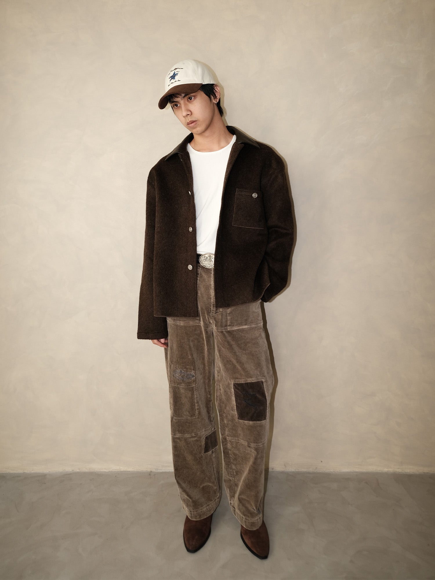 IN EXISTENCE Distressed Corduroy Patched Embroidered Pants-Pants-S (Preorder)-Free Shipping Leatheretro