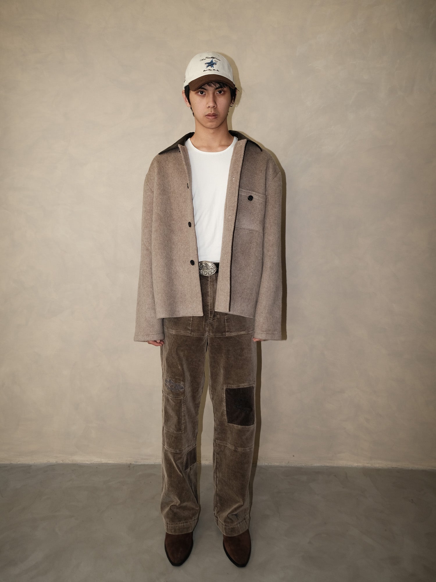 IN EXISTENCE Distressed Corduroy Patched Embroidered Pants-Pants-S (Preorder)-Free Shipping Leatheretro