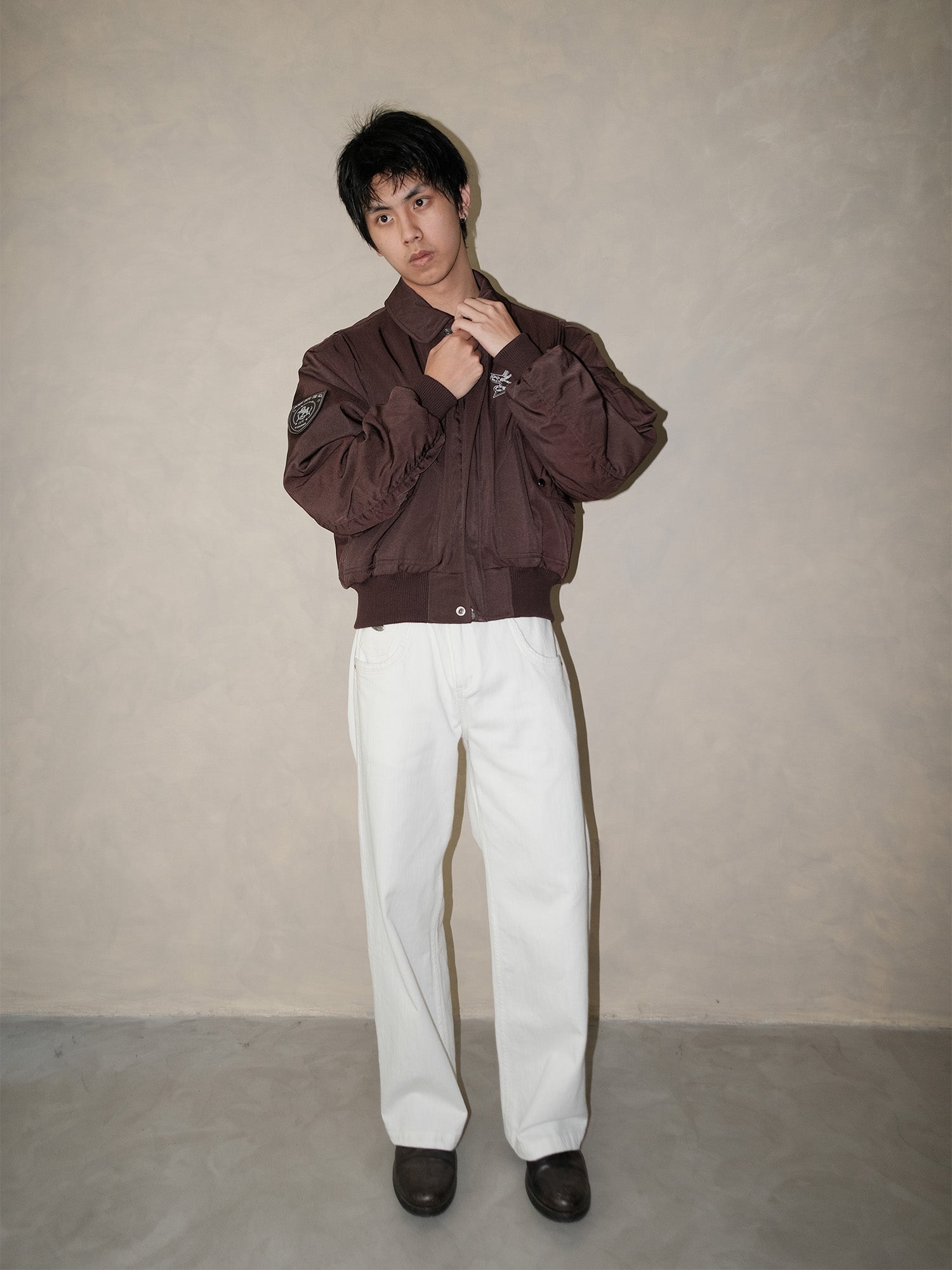 IN EXISTENCE Anchor Zip Embroidered Patch Bomber-Jacket-S-Black-Free Shipping Leatheretro