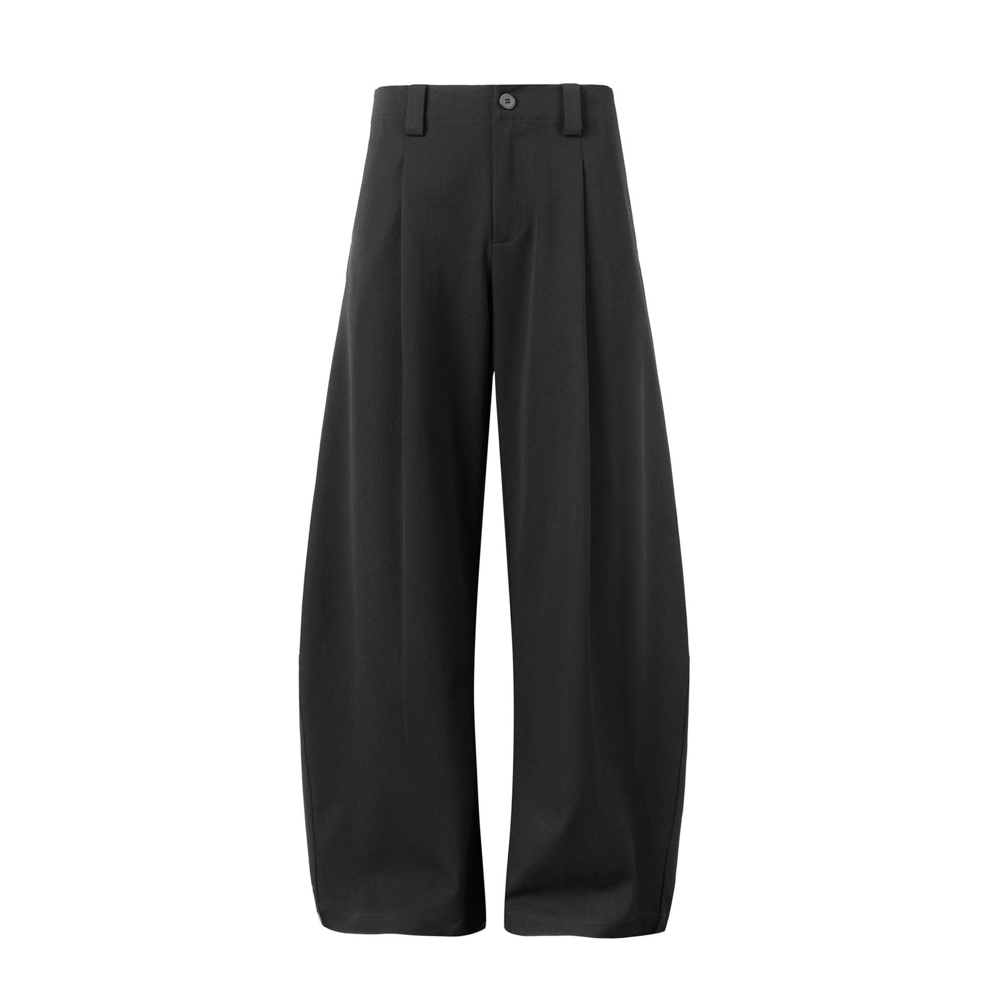 OKAYTHXBYE Pleated Curved Wide-Leg Trousers-Pants-S-Black-Free Shipping Leatheretro