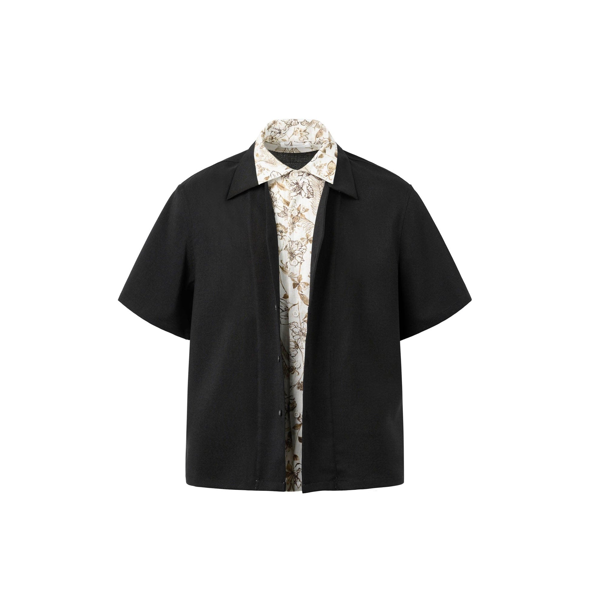 OKAYTHXBYE Double-Layer Floral Half Shirt-Half shirt-S-Free Shipping Leatheretro