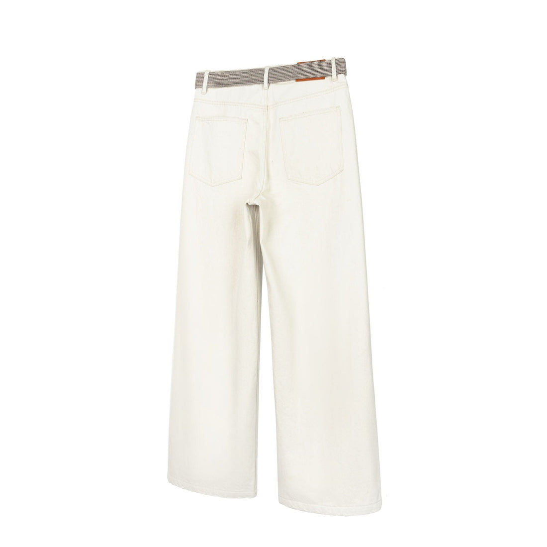 OKAYTHXBYE Detachable Houndstooth Belt Distressed Wide-Leg Jeans-Jeans-S-Free Shipping Leatheretro