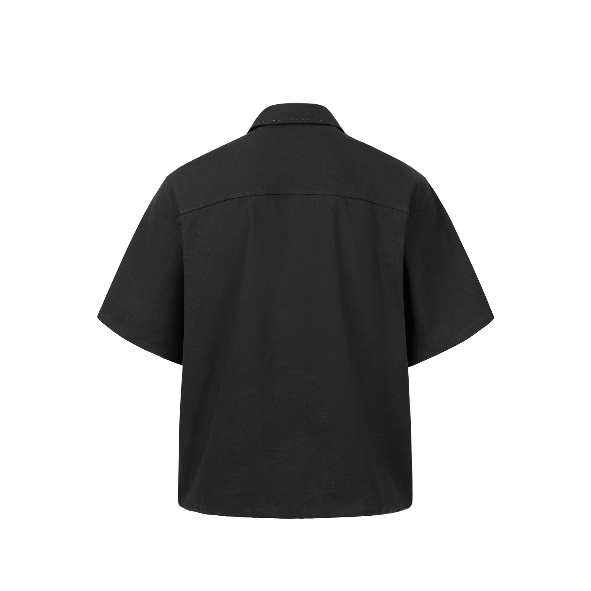 OKAYTHXBYE Faux-Layer Stitch Half Shirt-Half shirt-S-White-Free Shipping Leatheretro