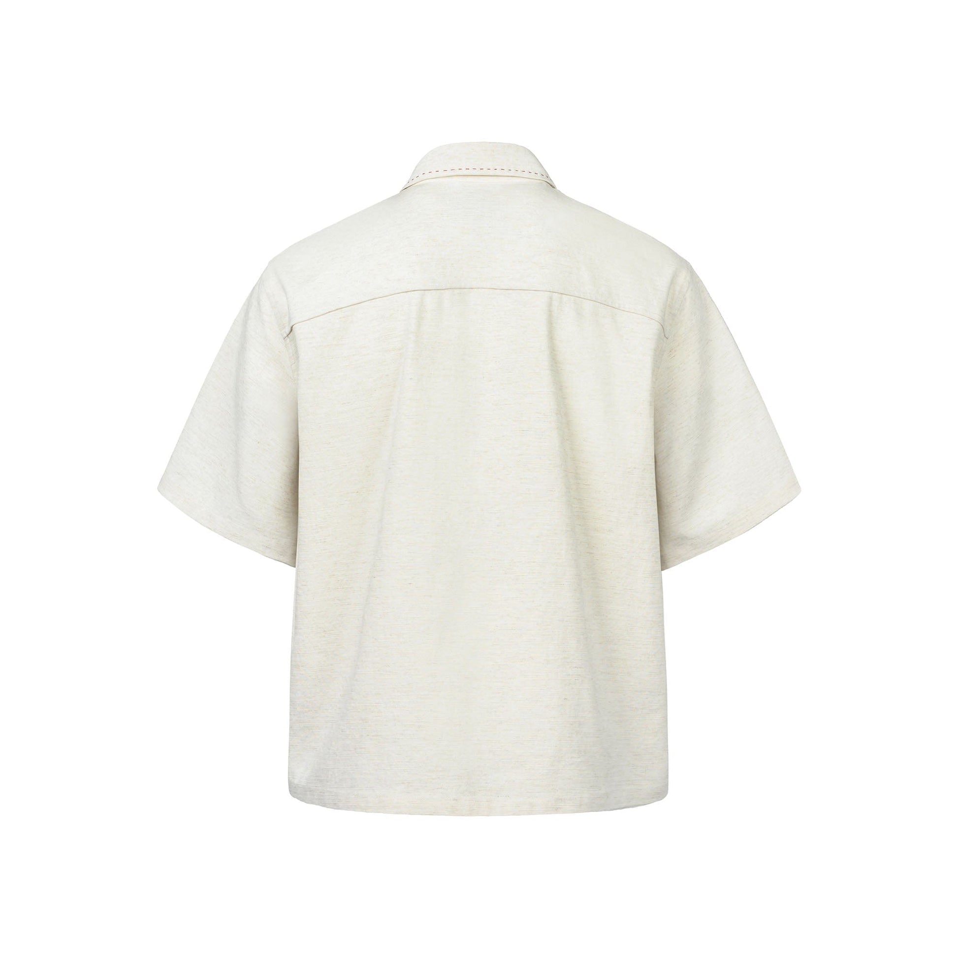 OKAYTHXBYE Faux-Layer Stitch Half Shirt-Half shirt-S-White-Free Shipping Leatheretro
