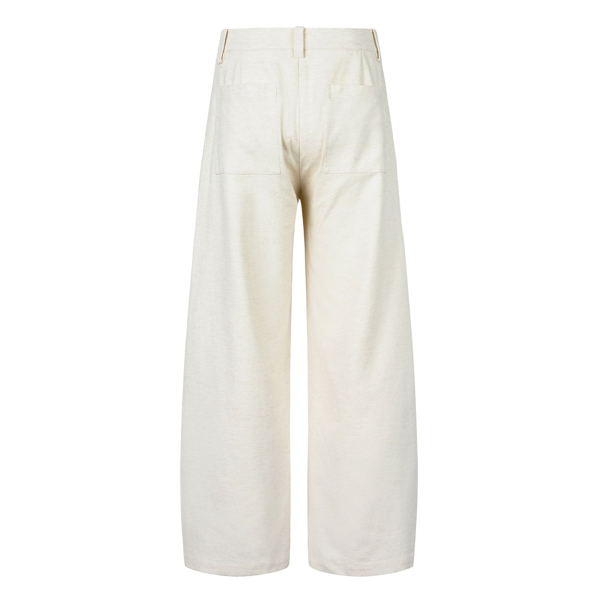OKAYTHXBYE Pleated Linen-Blend Wide-Leg Trousers-Pants-S-White-Free Shipping Leatheretro