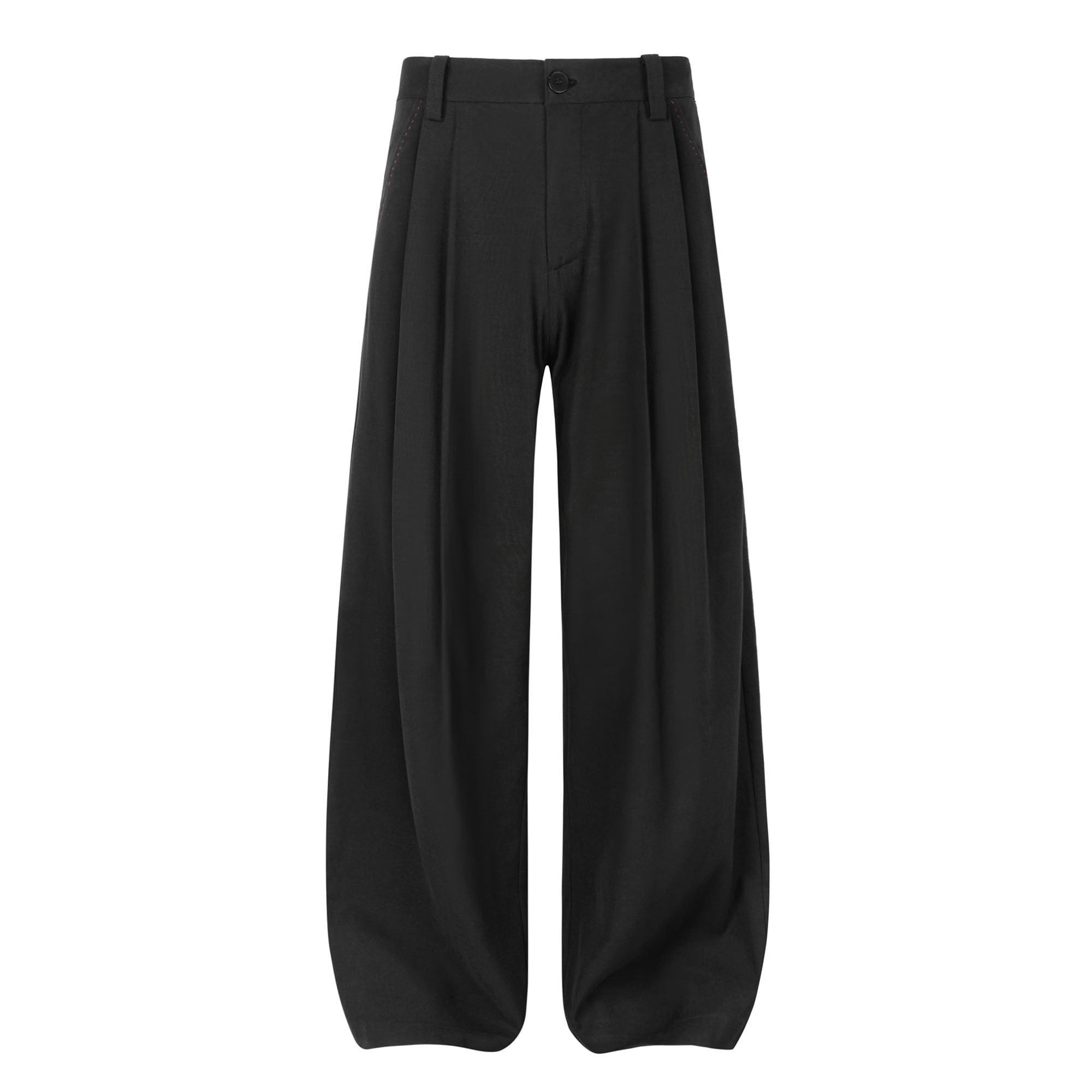 OKAYTHXBYE Pleated Linen-Blend Wide-Leg Trousers-Pants-S-Black-Free Shipping Leatheretro