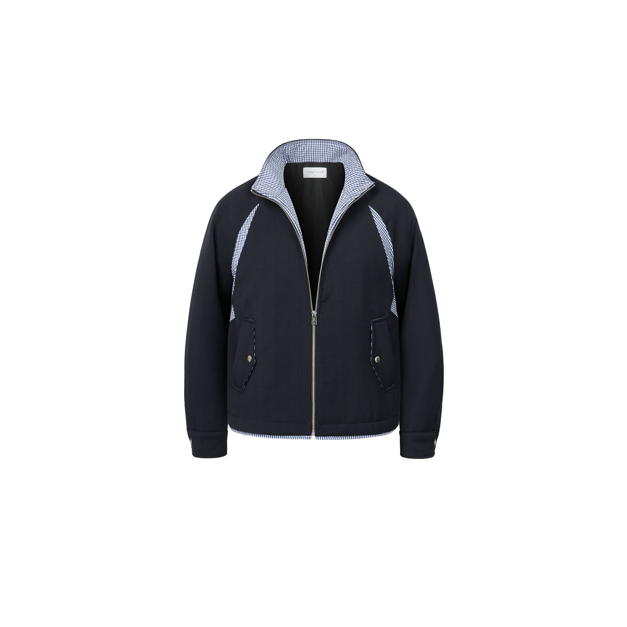 OKAYTHXBYE Gingham Panel Wool-Filled Jacket-Jacket-S-Free Shipping Leatheretro