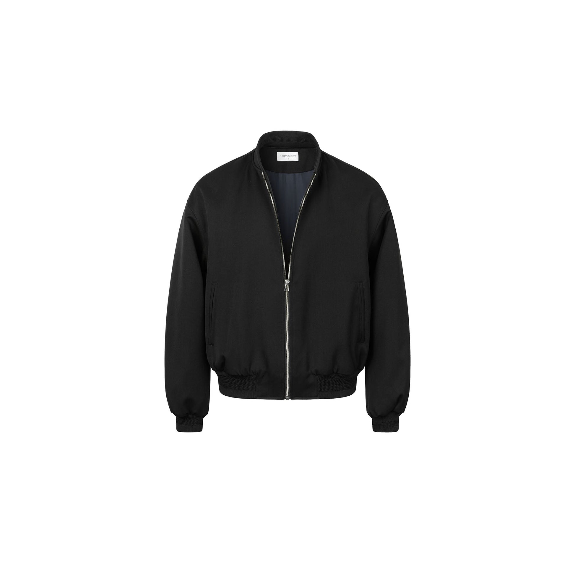OKAYTHXBYE Wool-Filled Bomber Jacket-Jacket-S-Black-Free Shipping Leatheretro