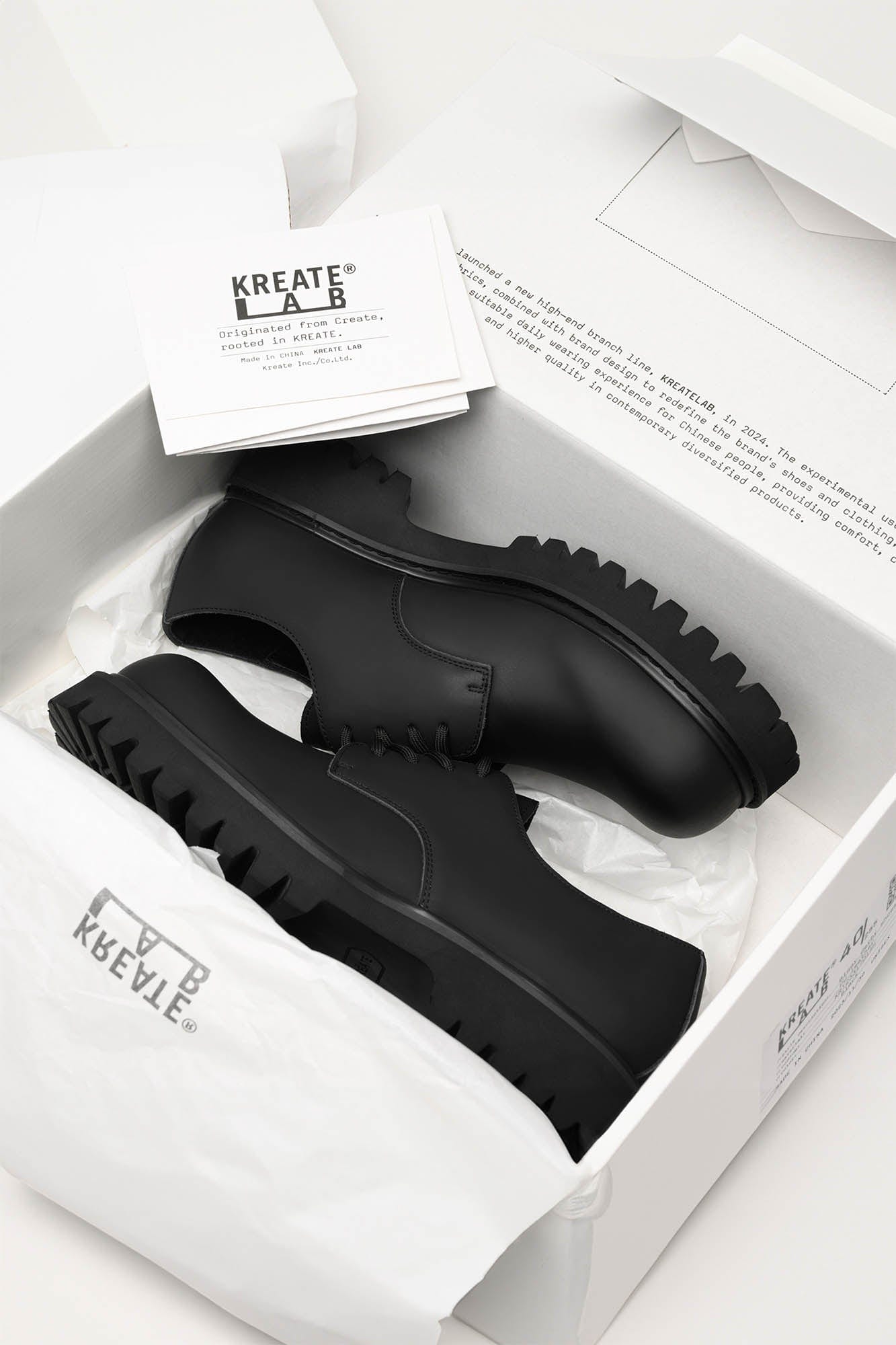 KREATE The Chunky Derby-Shoes-US 6 (EU 38)-Black-Free Shipping Leatheretro