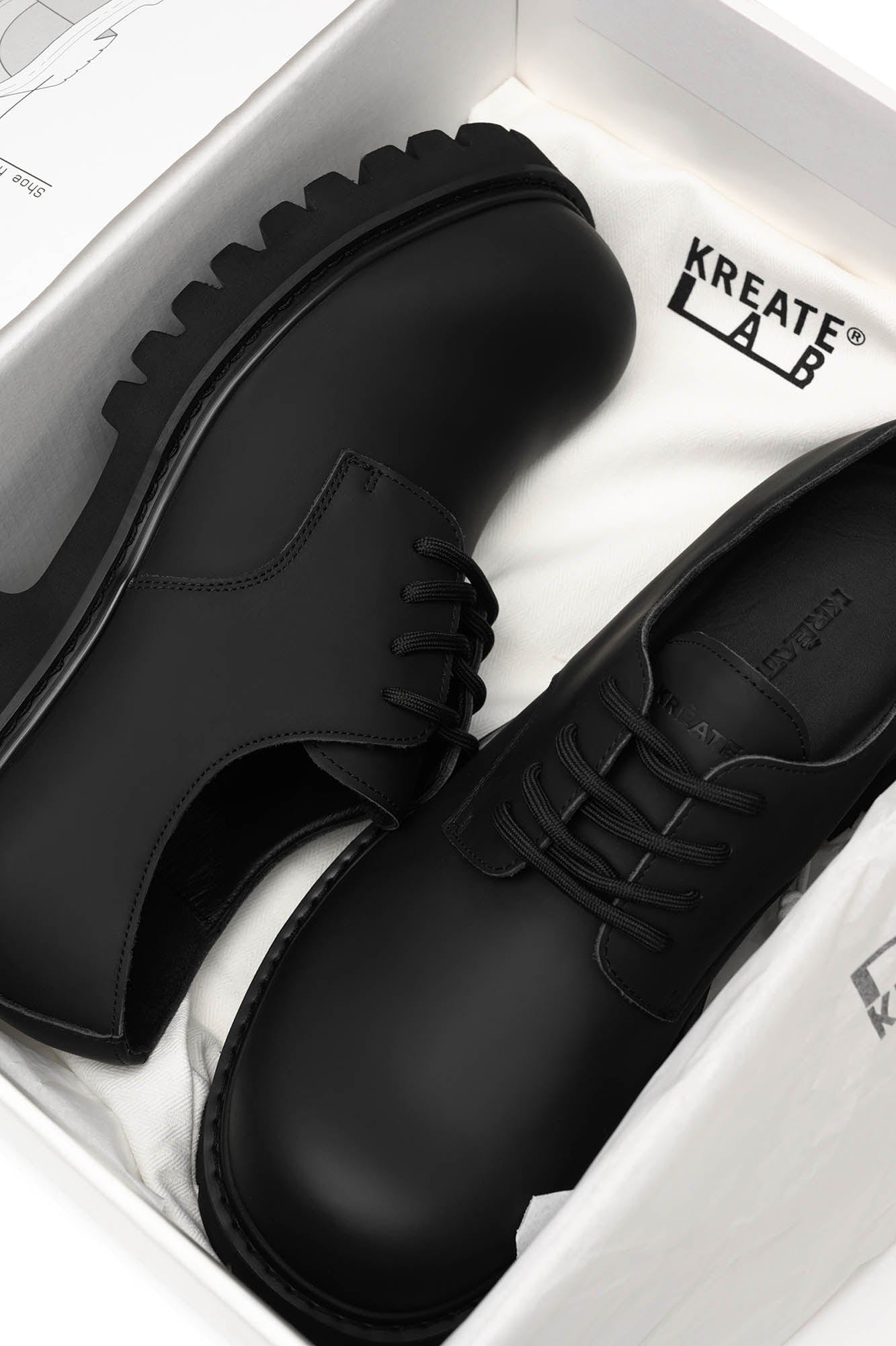 KREATE The Chunky Derby-Shoes-US 6 (EU 38)-Black-Free Shipping Leatheretro