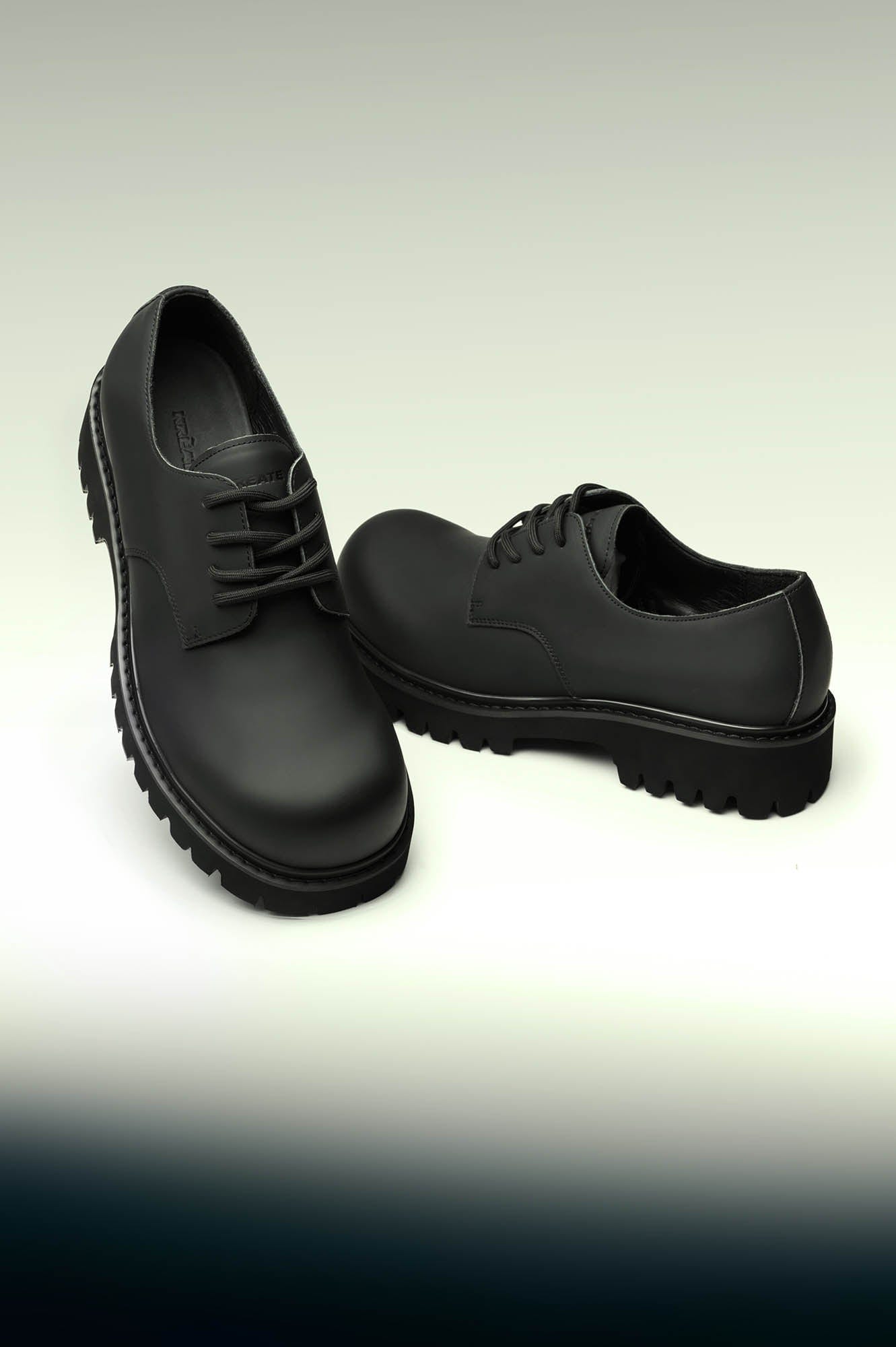 KREATE The Chunky Derby-Shoes-US 6 (EU 38)-Black-Free Shipping Leatheretro